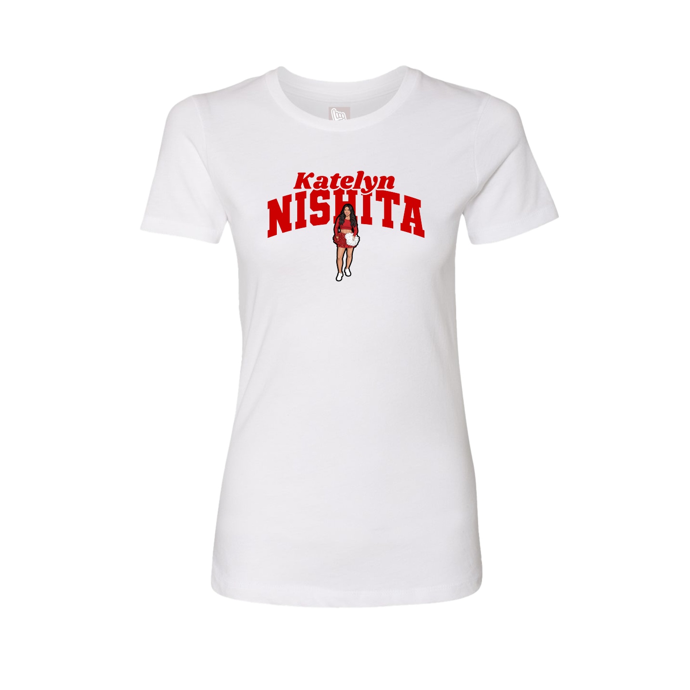 Fitted Women's Tee — Signature Arch in White