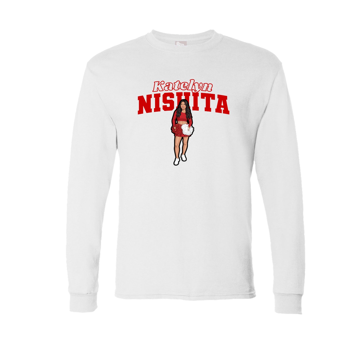 Long Sleeve Tee — Name Arch in White
