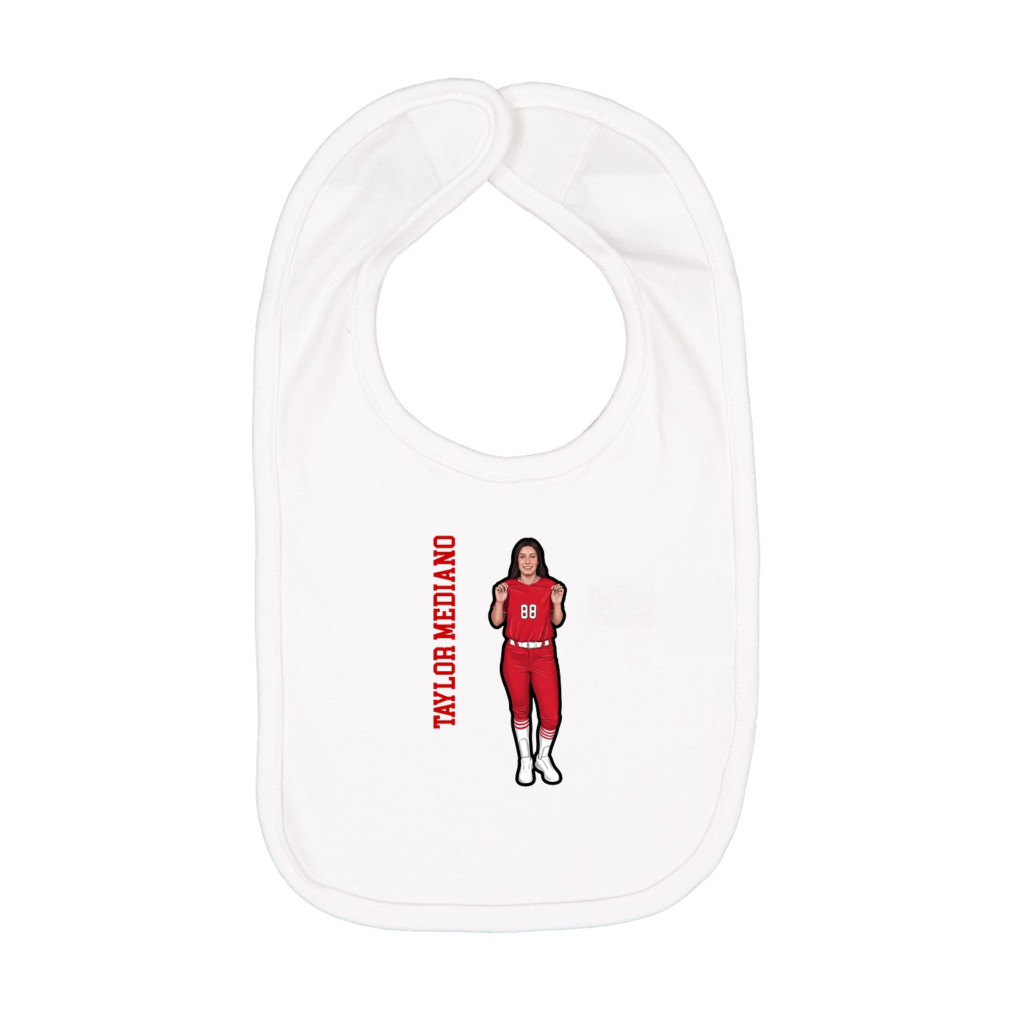Infant Bib — Name Vertical in White