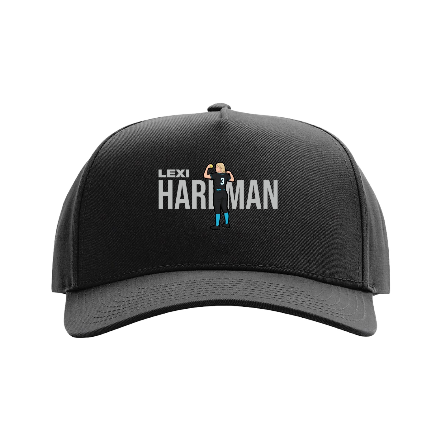 Full Fabric Five-Panel Champ Cap — Player Name in Black