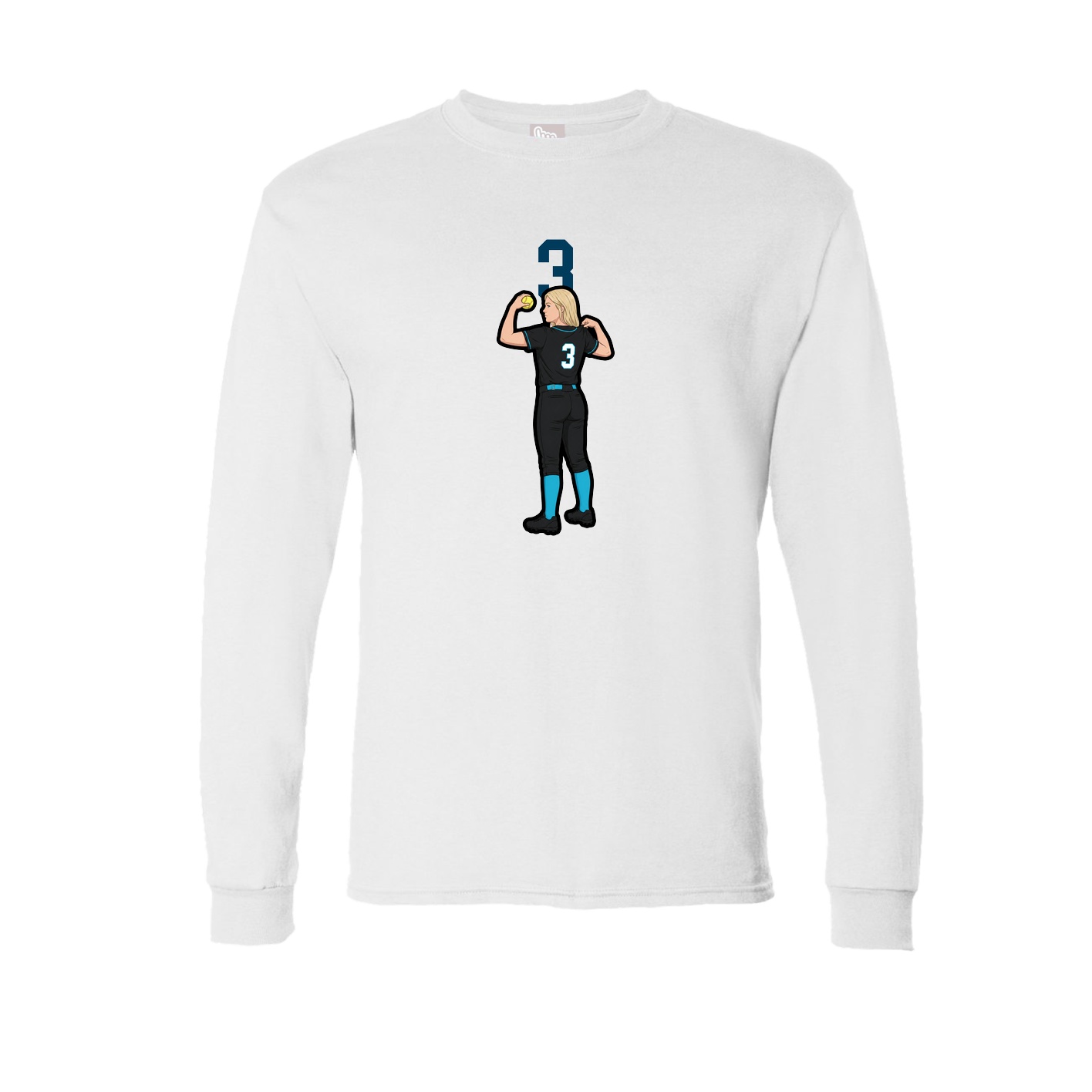 Long Sleeve Tee — Number Top in White