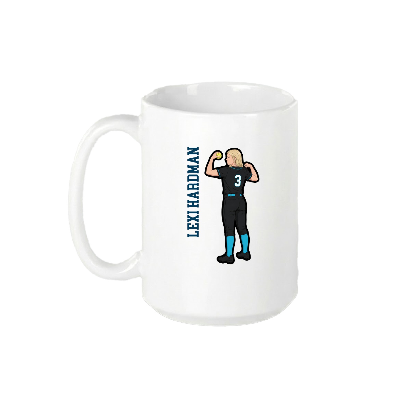 15oz Coffee Mug — Name Vertical in White