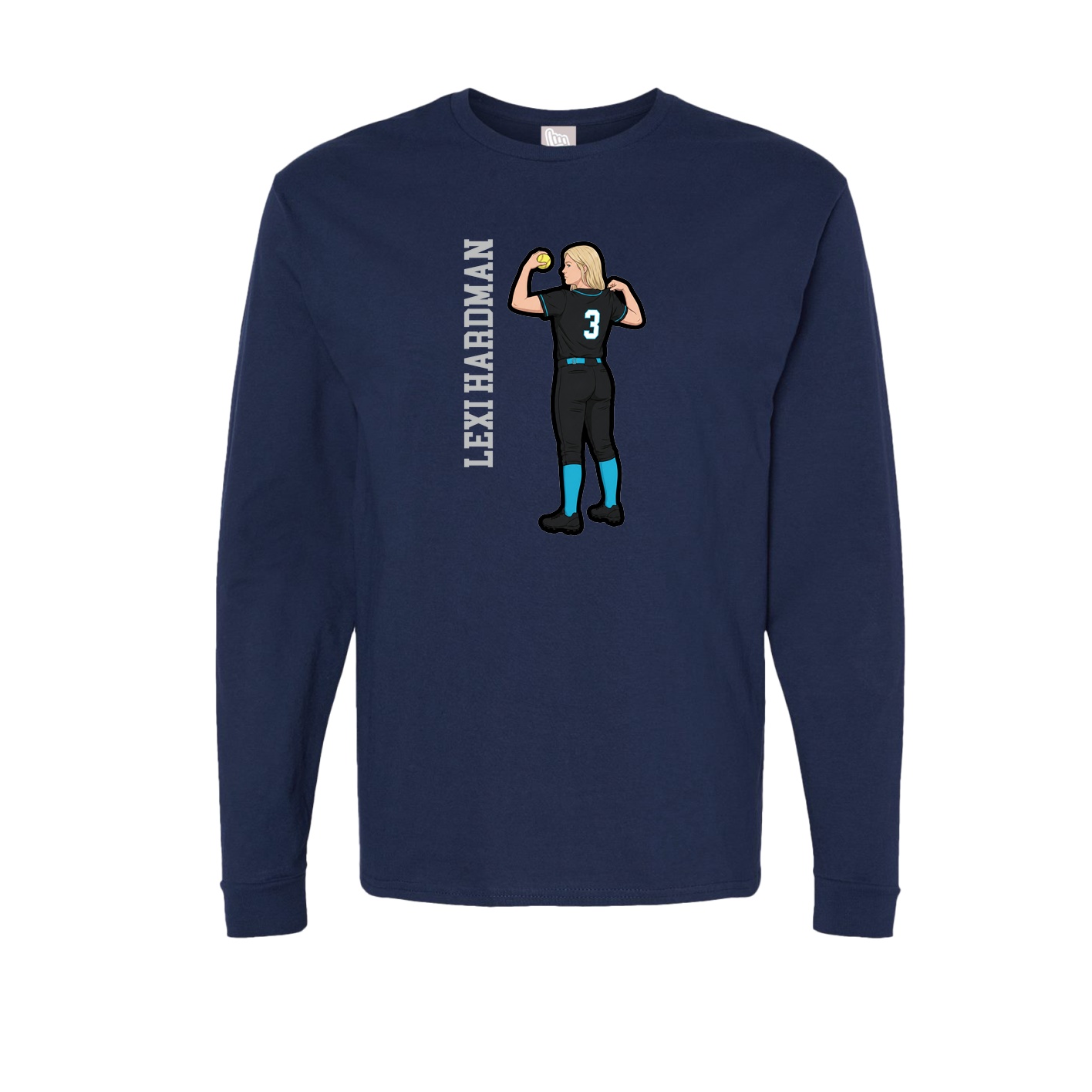 Long Sleeve Tee — Name Vertical in Navy