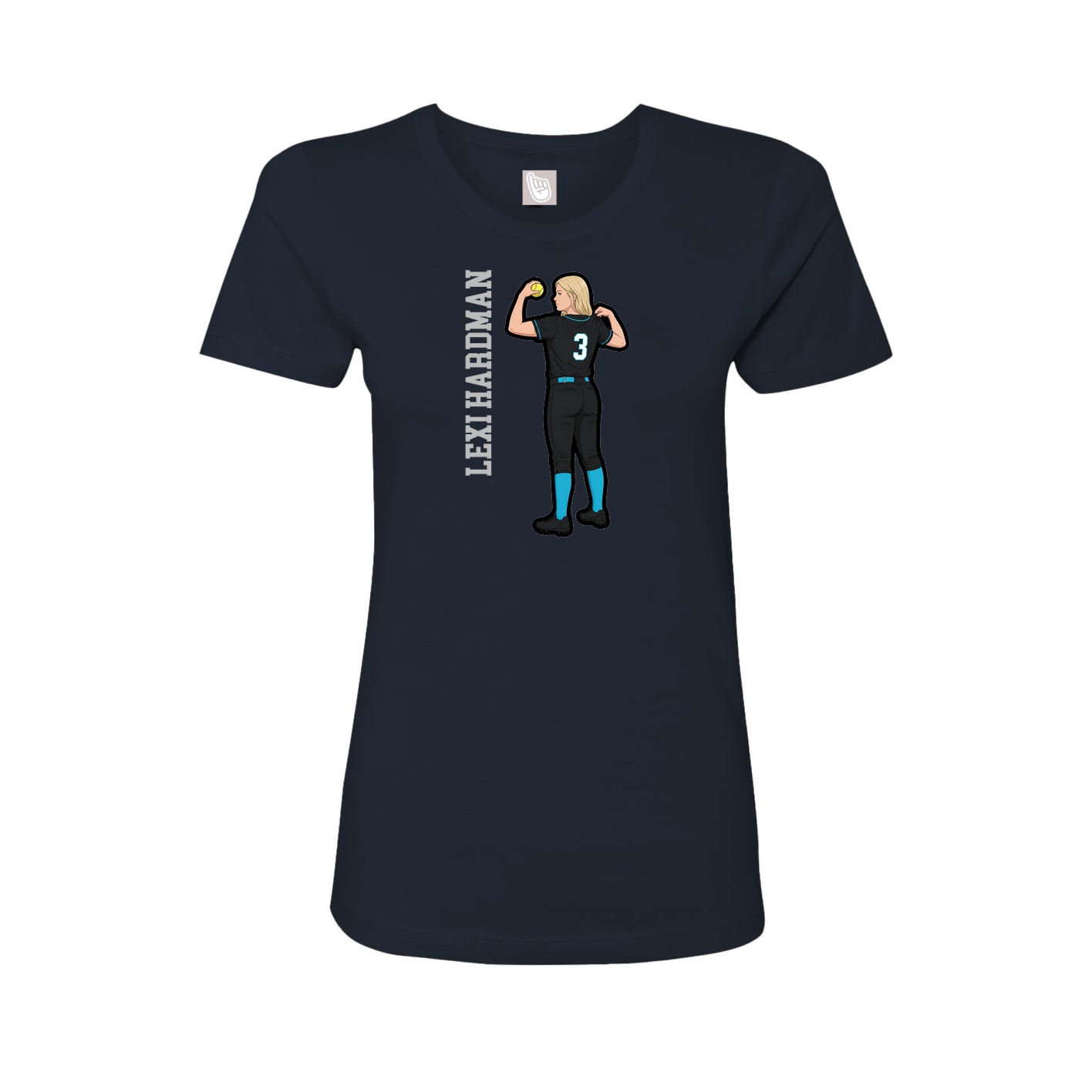Fitted Women's Tee — Name Vertical in Navy