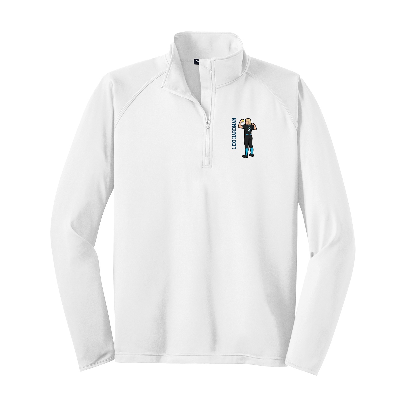 Q-Zip Pullover — Name Vertical in White