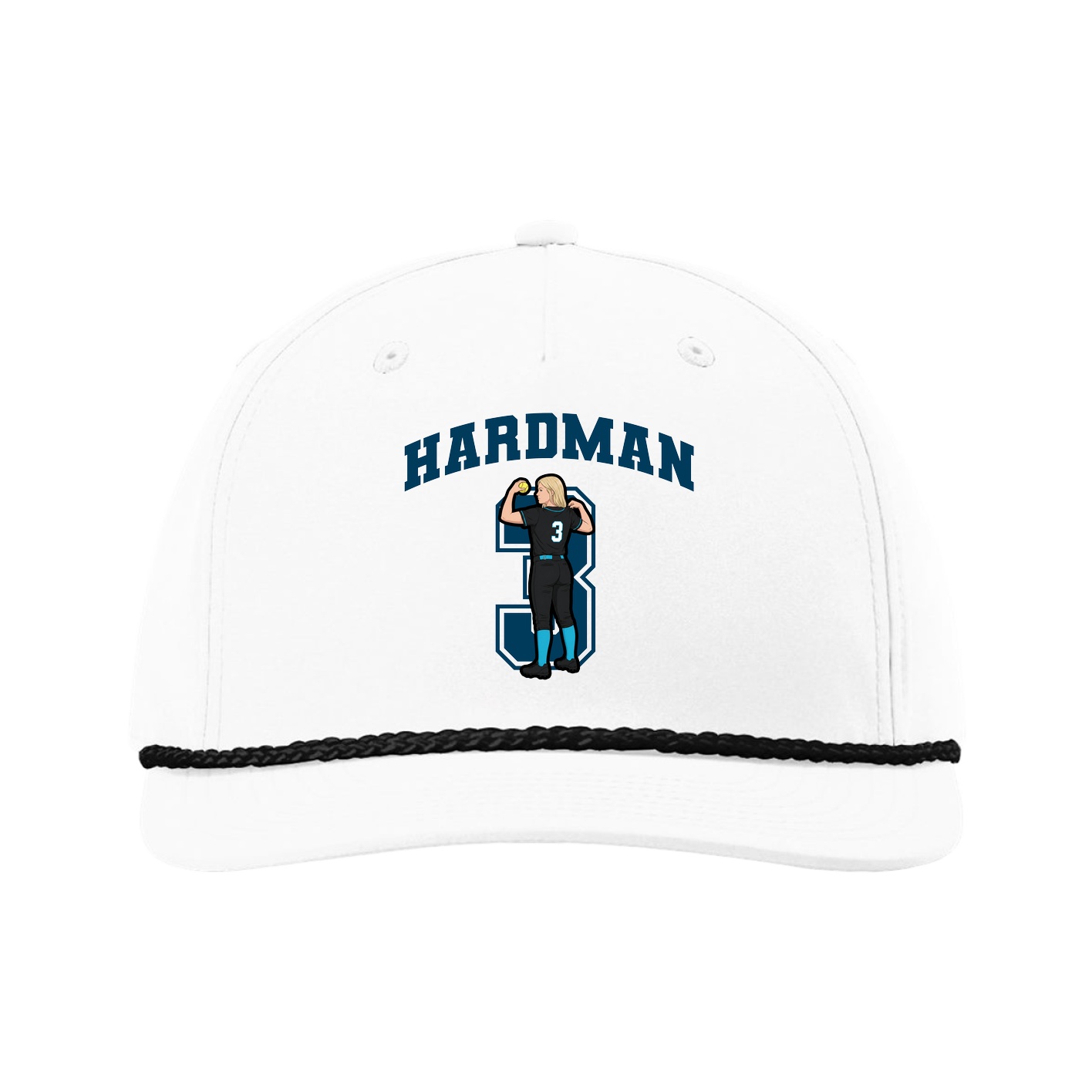 Five-Panel Classic Rope Cap — Number in White