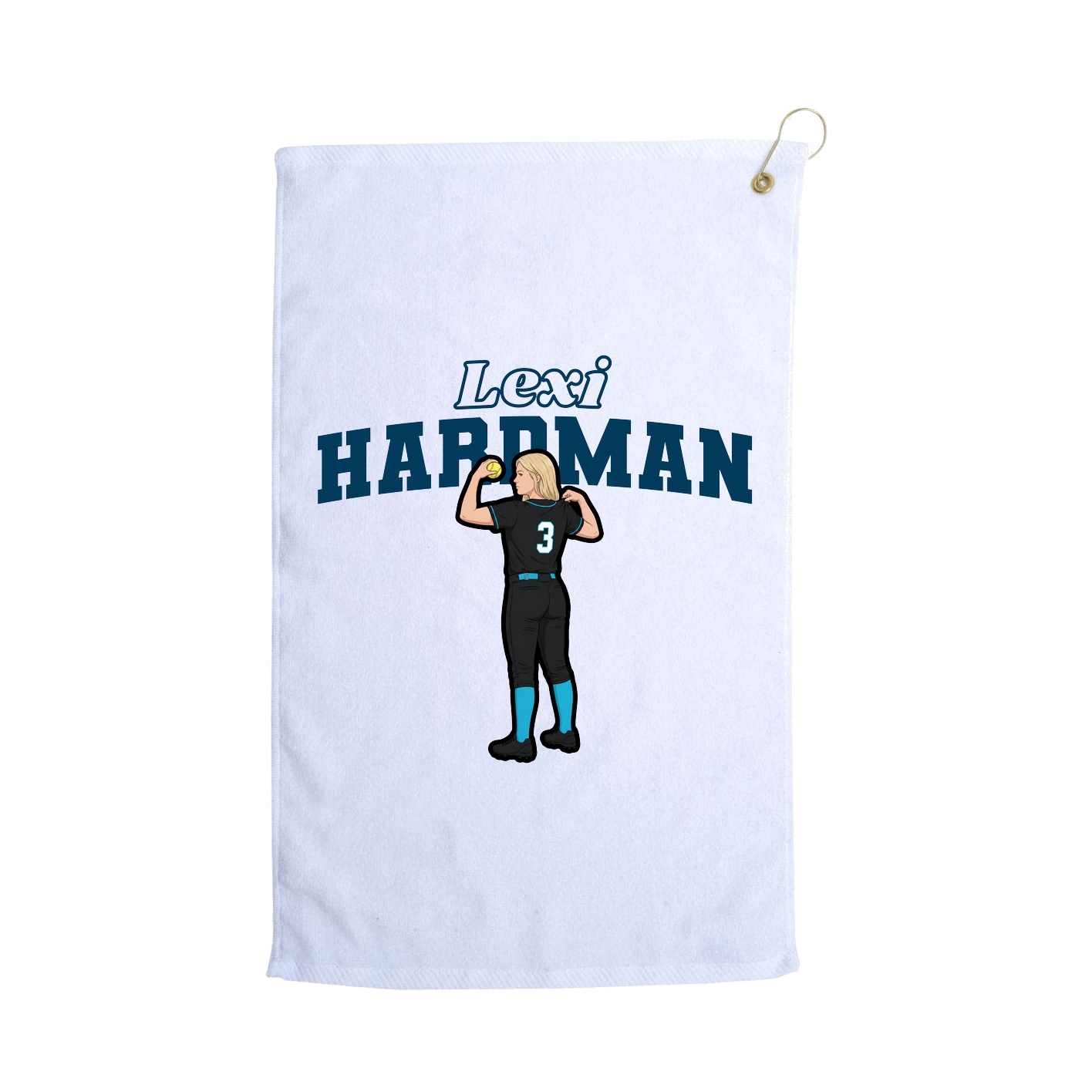 Golf Towel — Name Arch in White