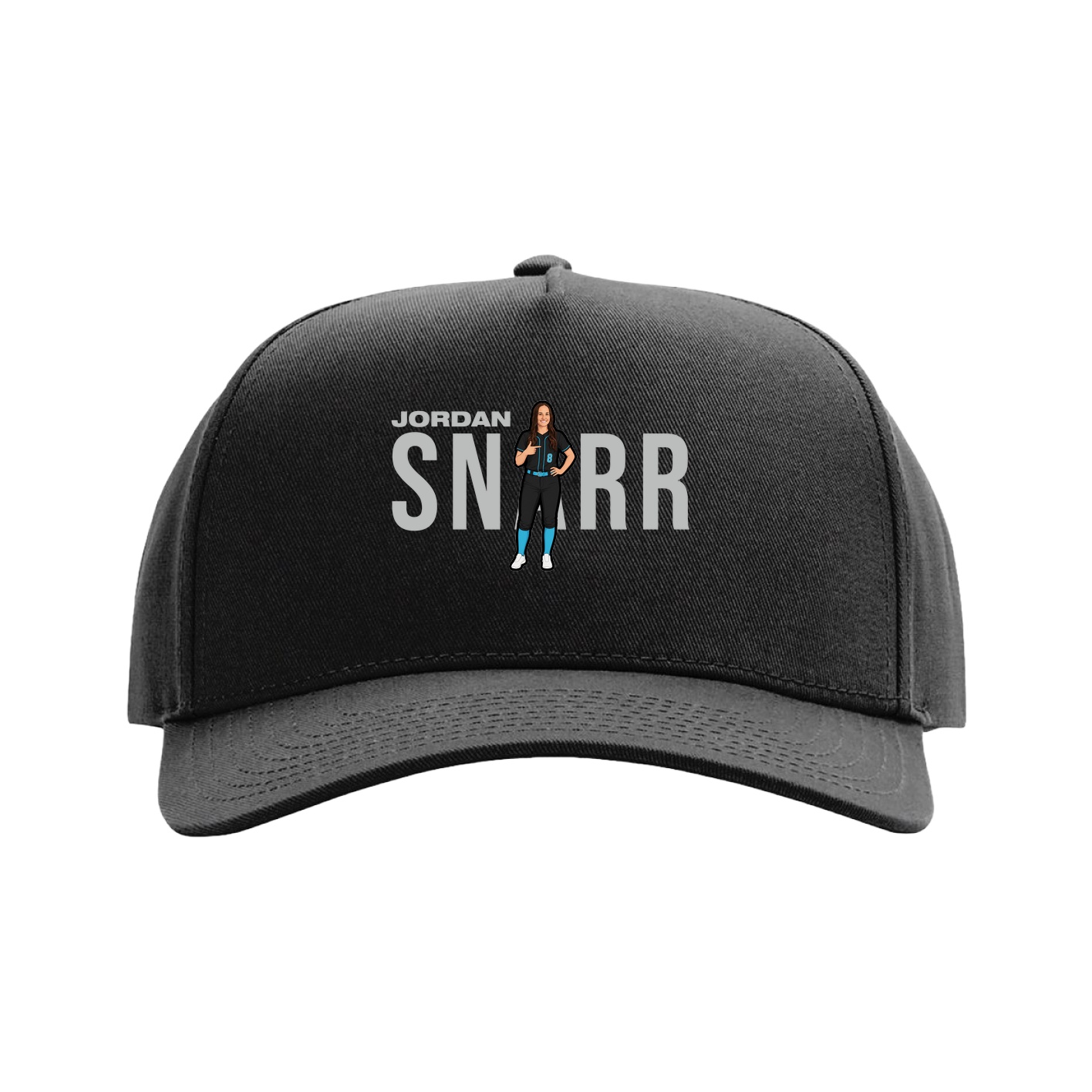 Full Fabric Five-Panel Champ Cap — Player Name in Black