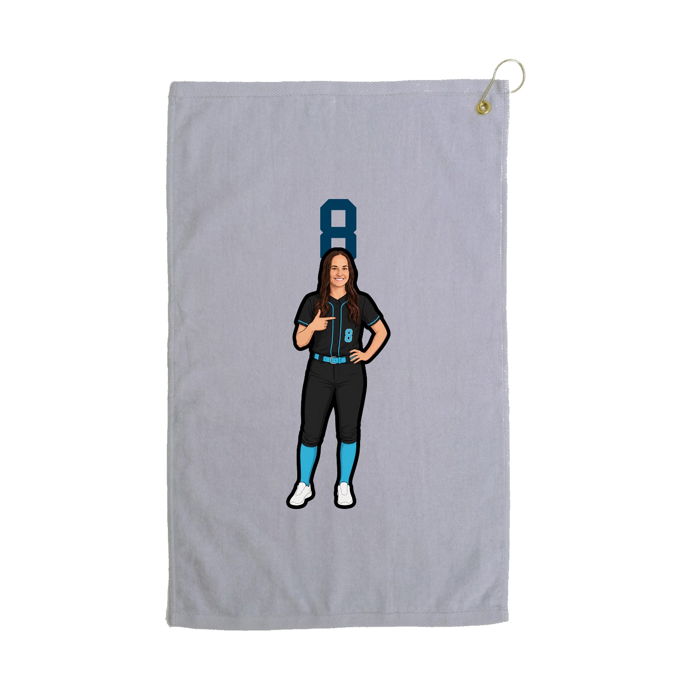 Golf Towel — Number Top in Grey