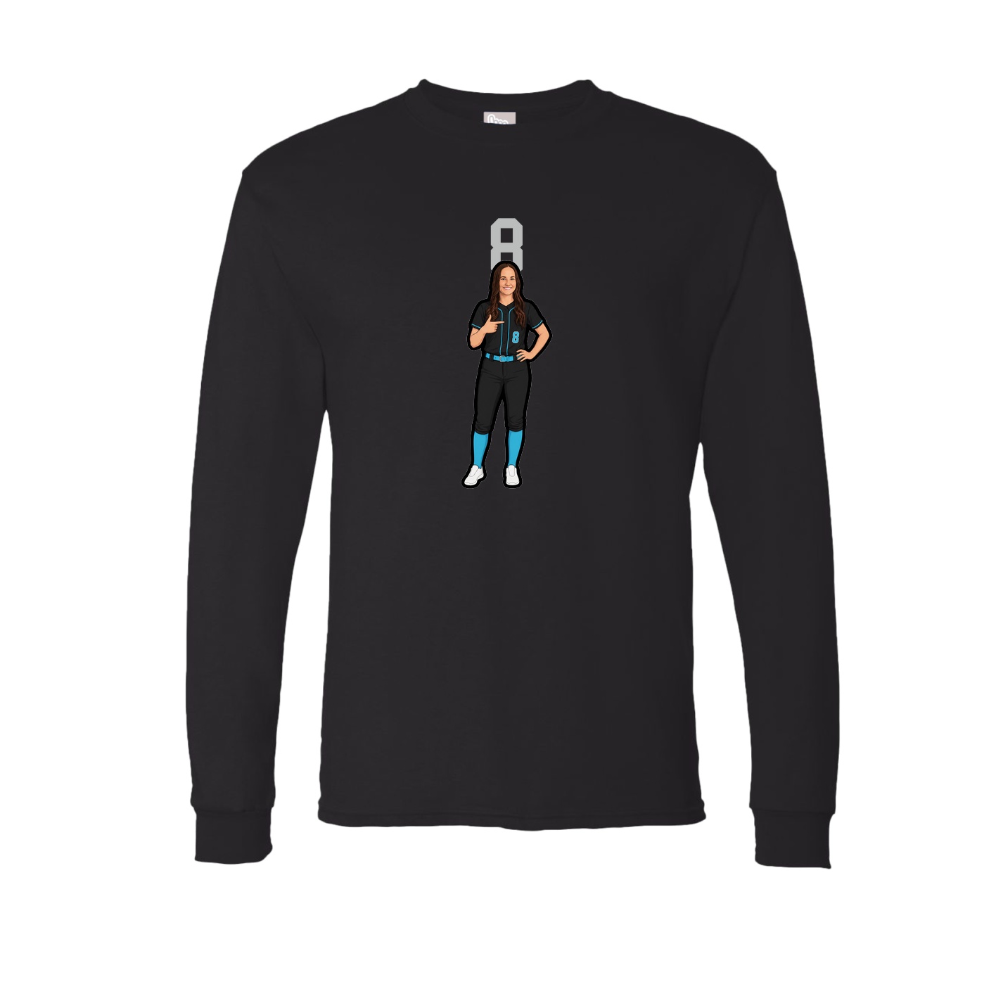 Long Sleeve Tee — Number Top in Black