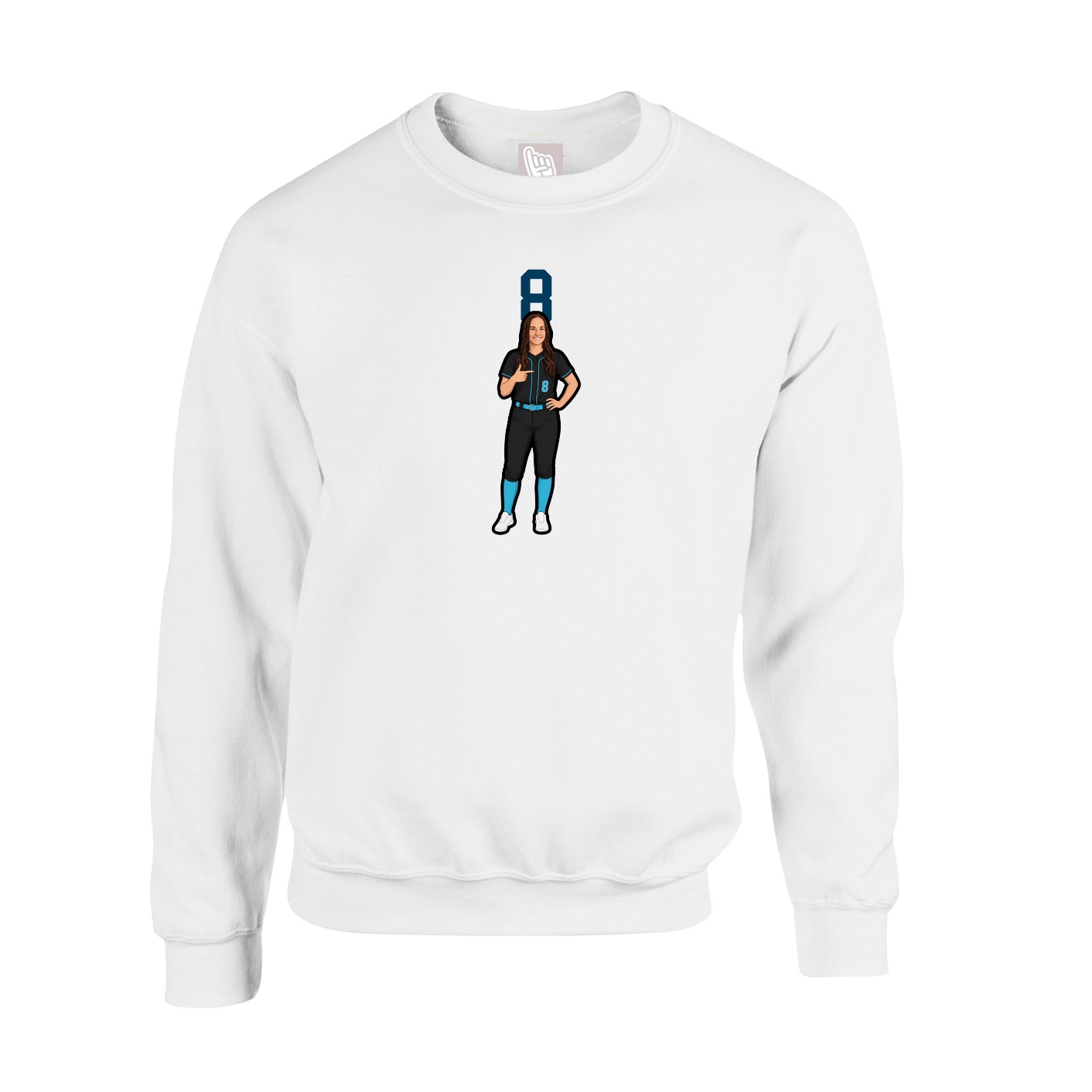 Fleece Crew — Number Top in White