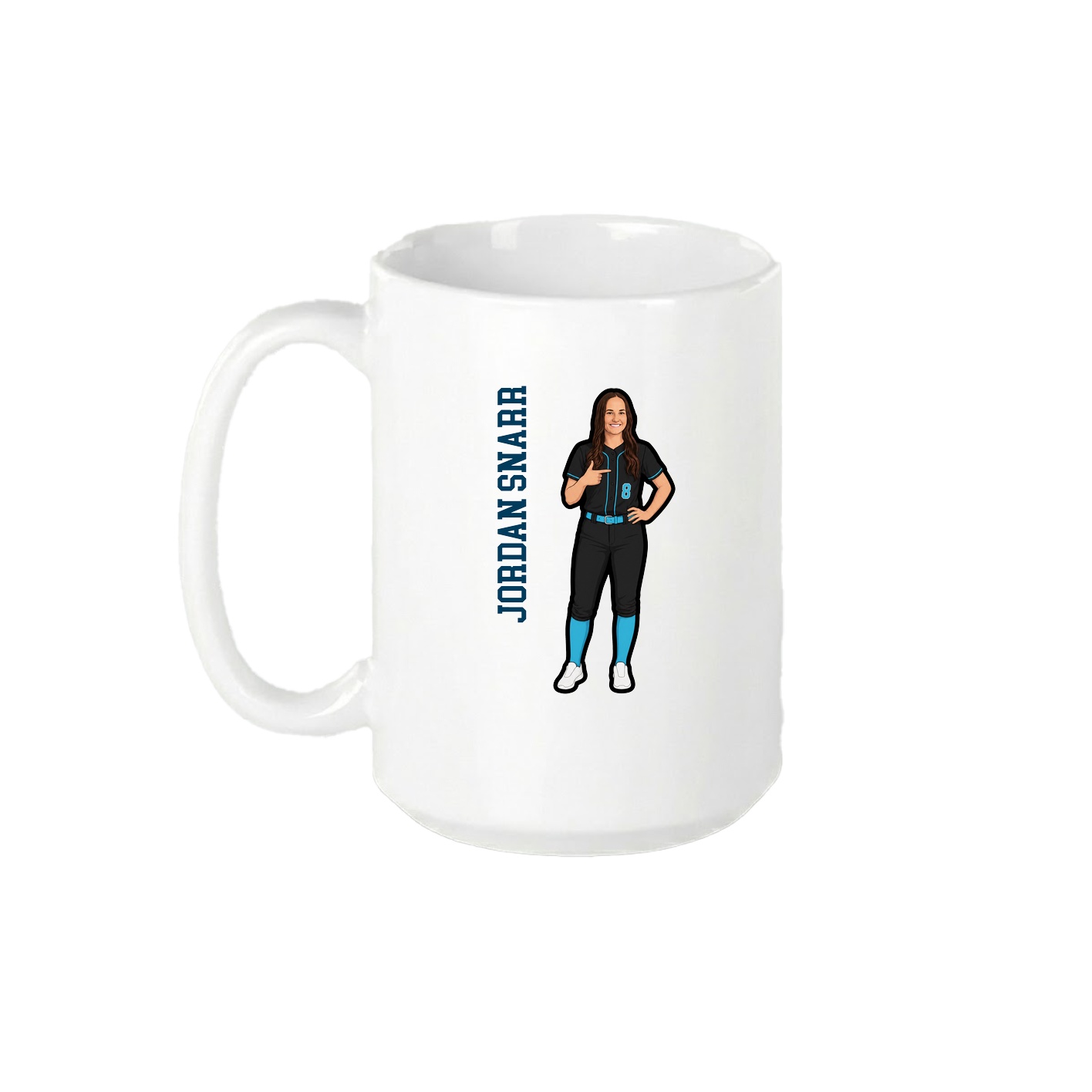 15oz Coffee Mug — Name Vertical in White