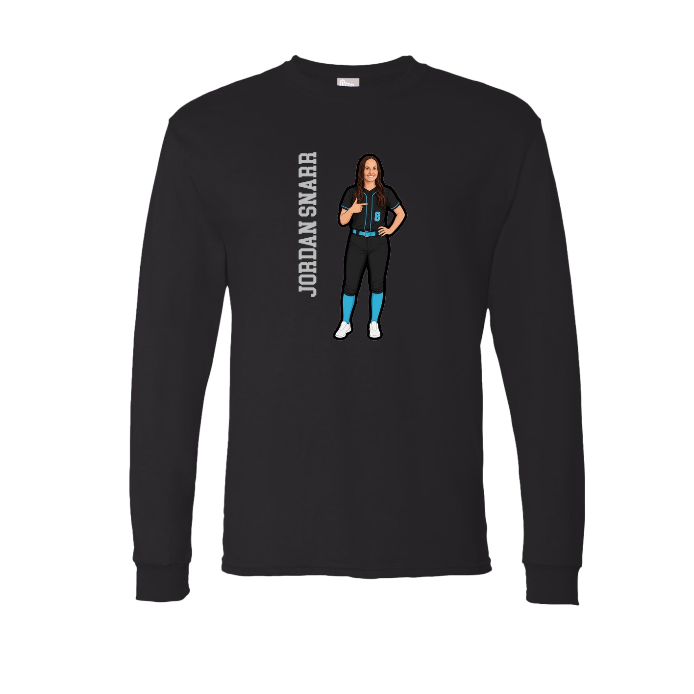 Long Sleeve Tee — Name Vertical in Black