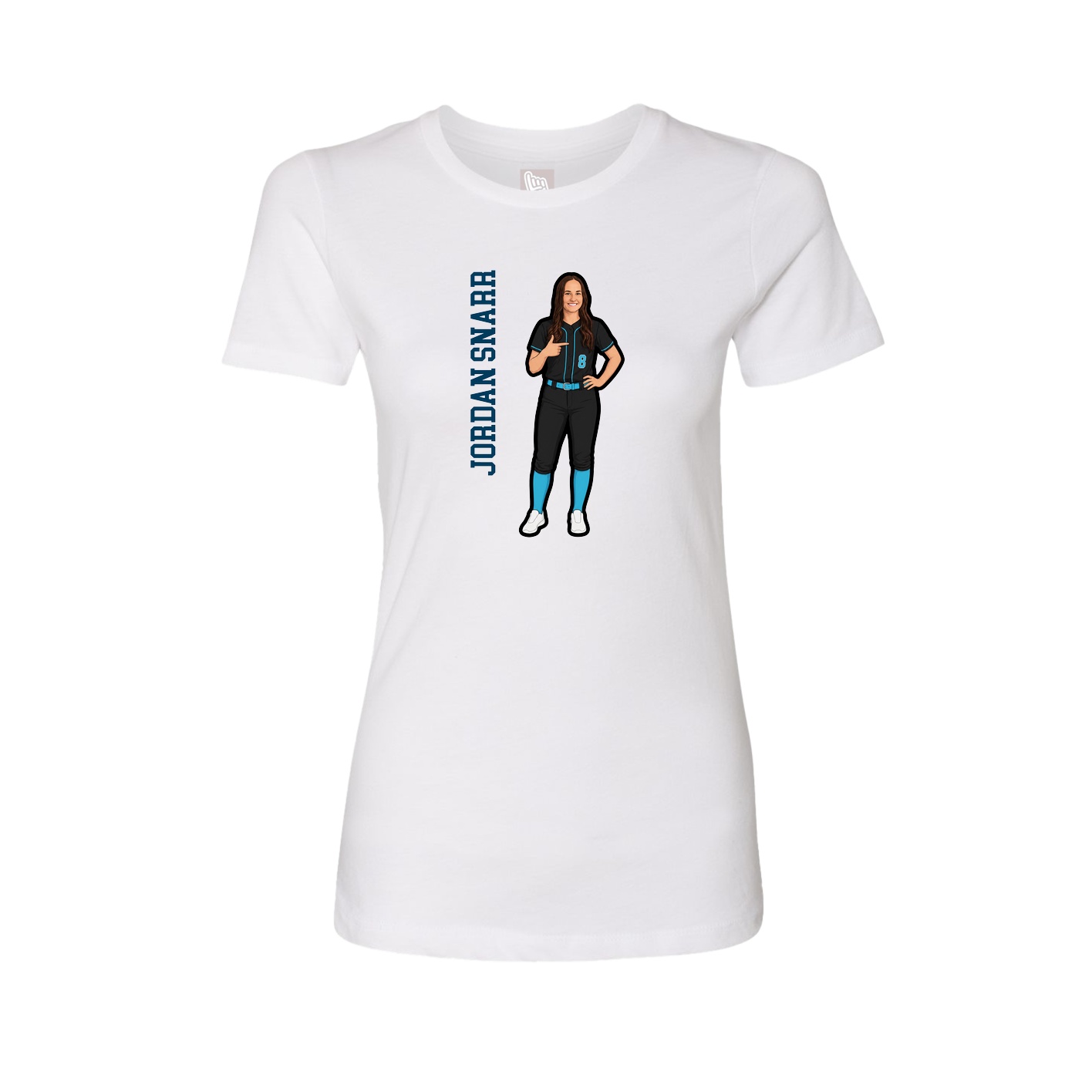Fitted Women's Tee — Name Vertical in White