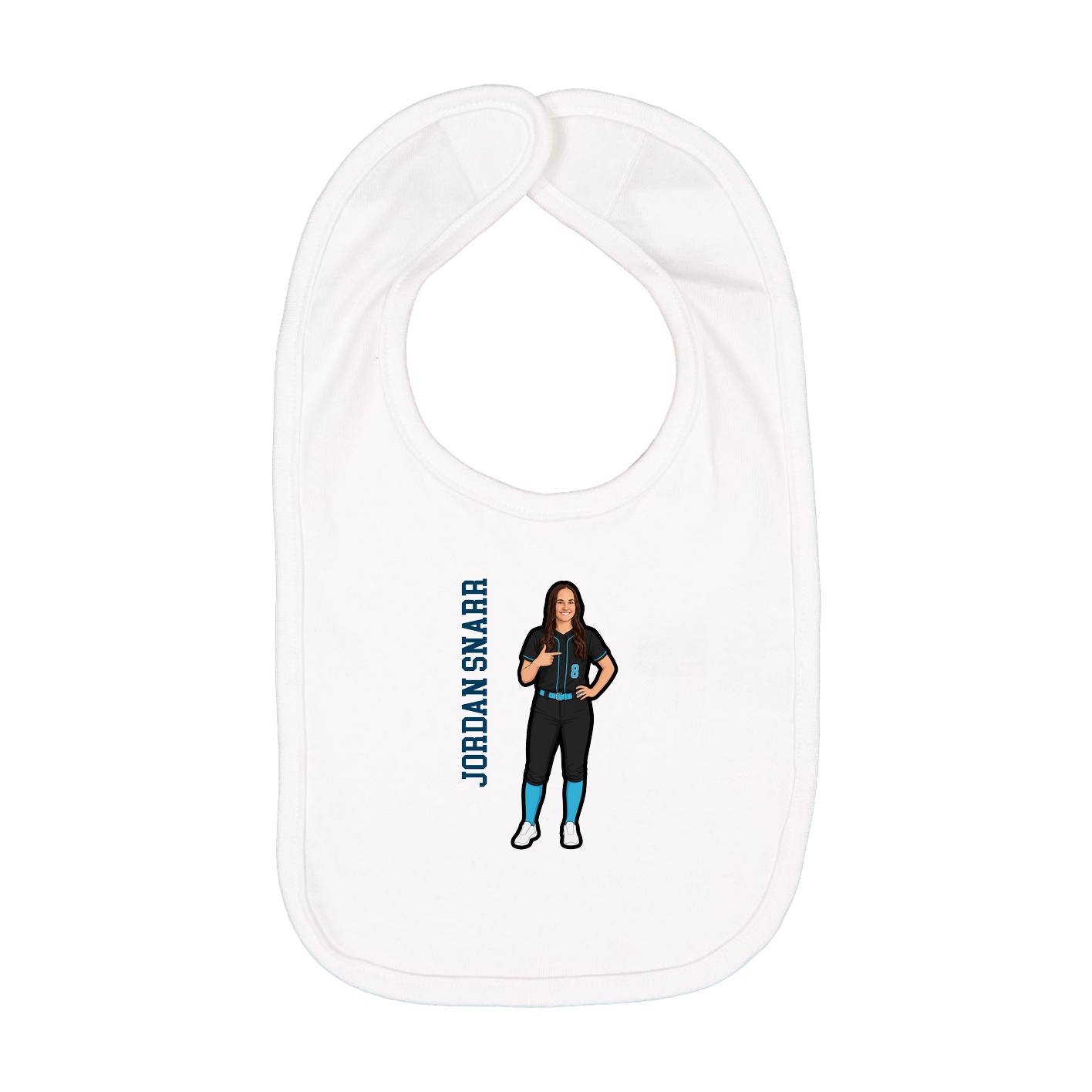Infant Bib — Name Vertical in White