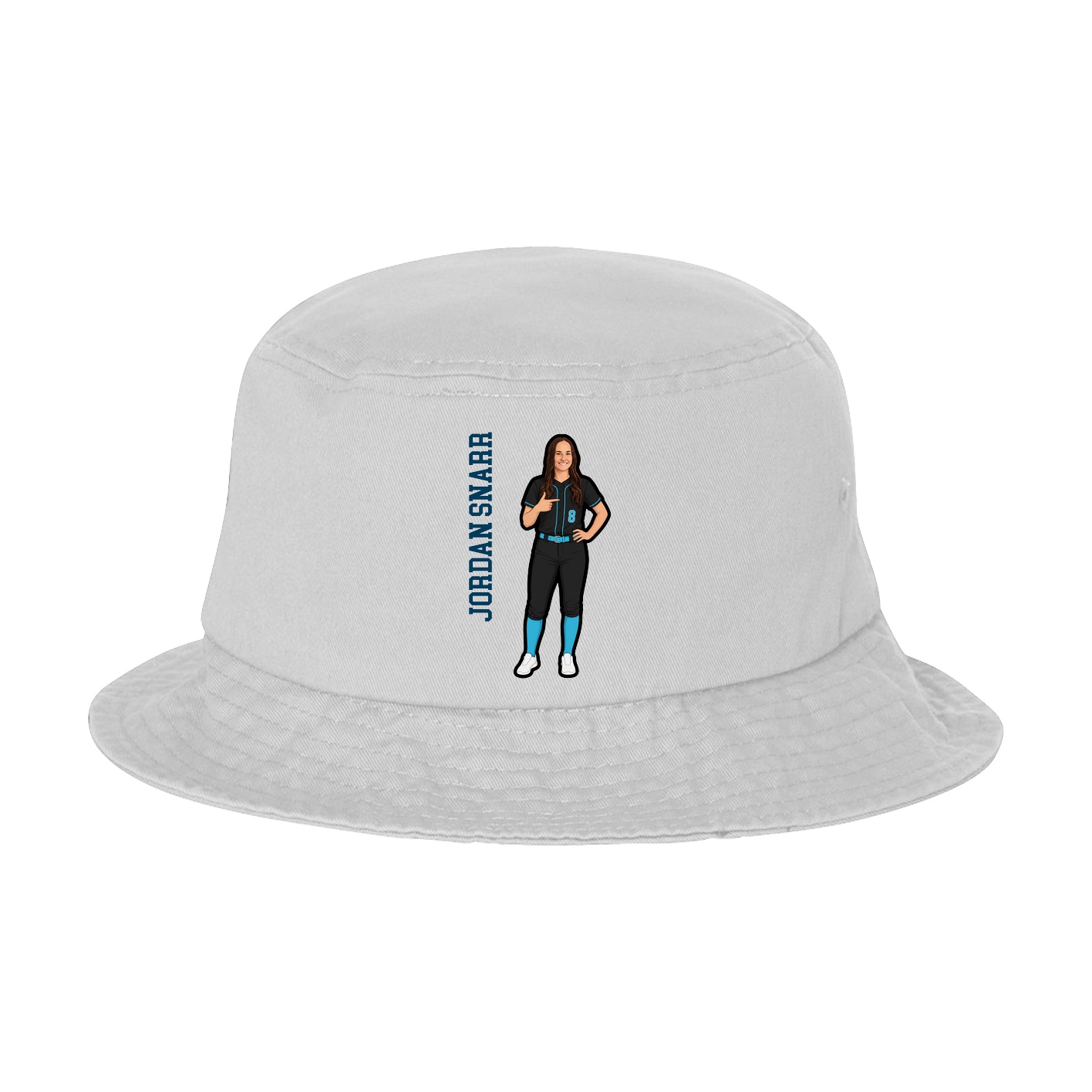 Bucket Cap — Name Vertical in White