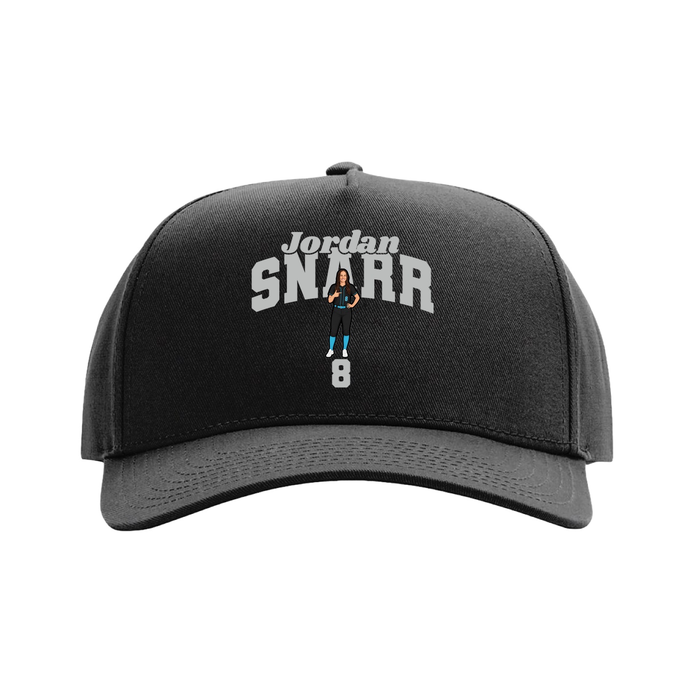 Full Fabric Five-Panel Champ Cap — Signature Arch in Black