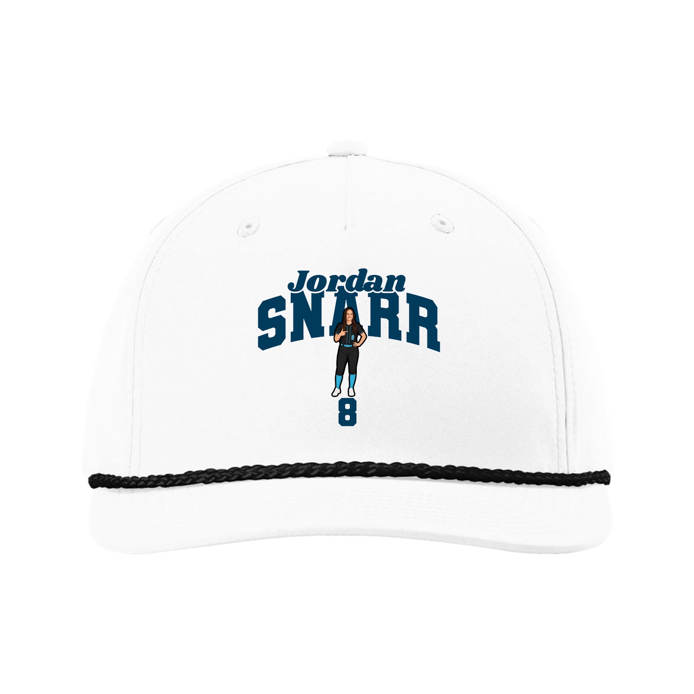 Five-Panel Classic Rope Cap — Signature Arch in White