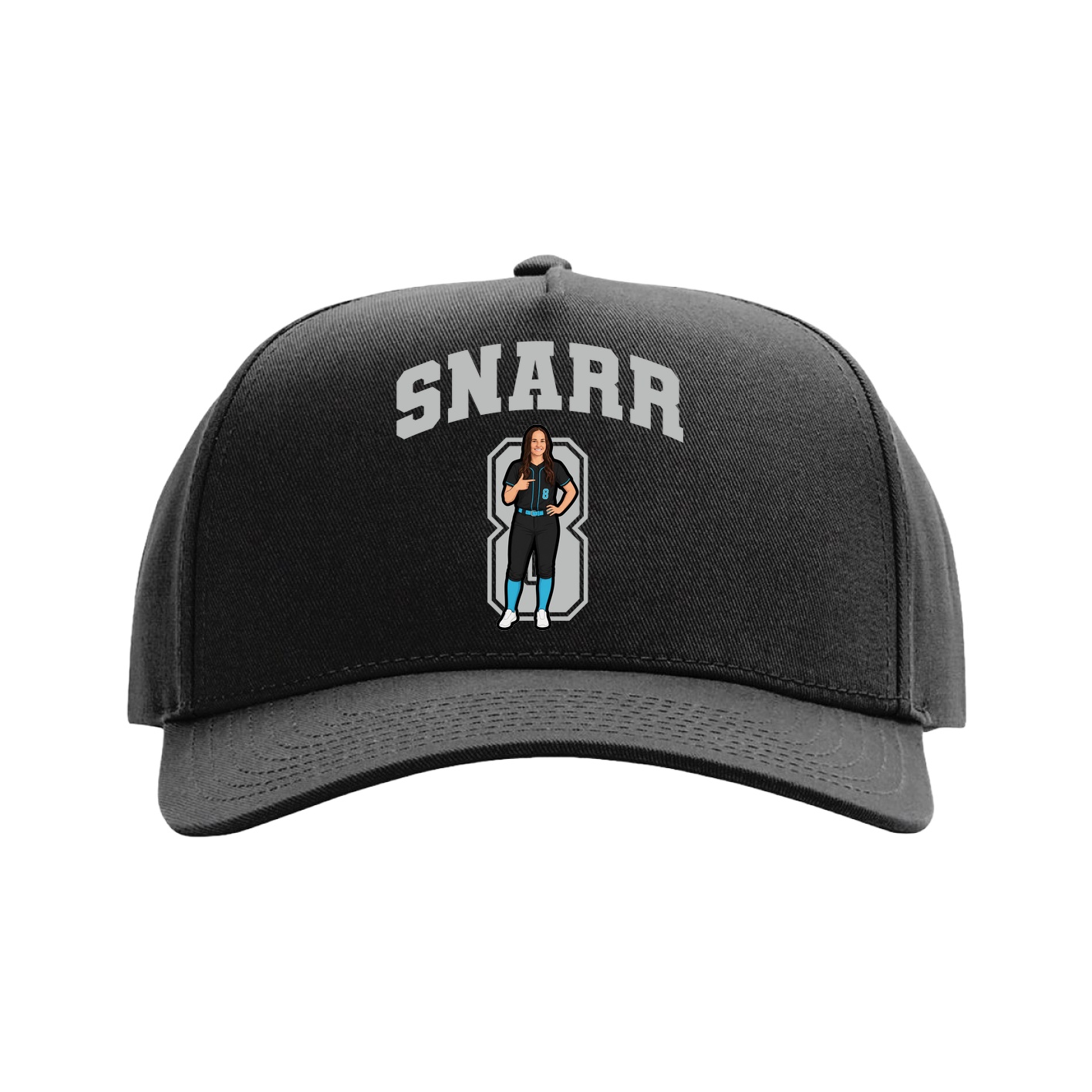 Full Fabric Five-Panel Champ Cap — Number in Black