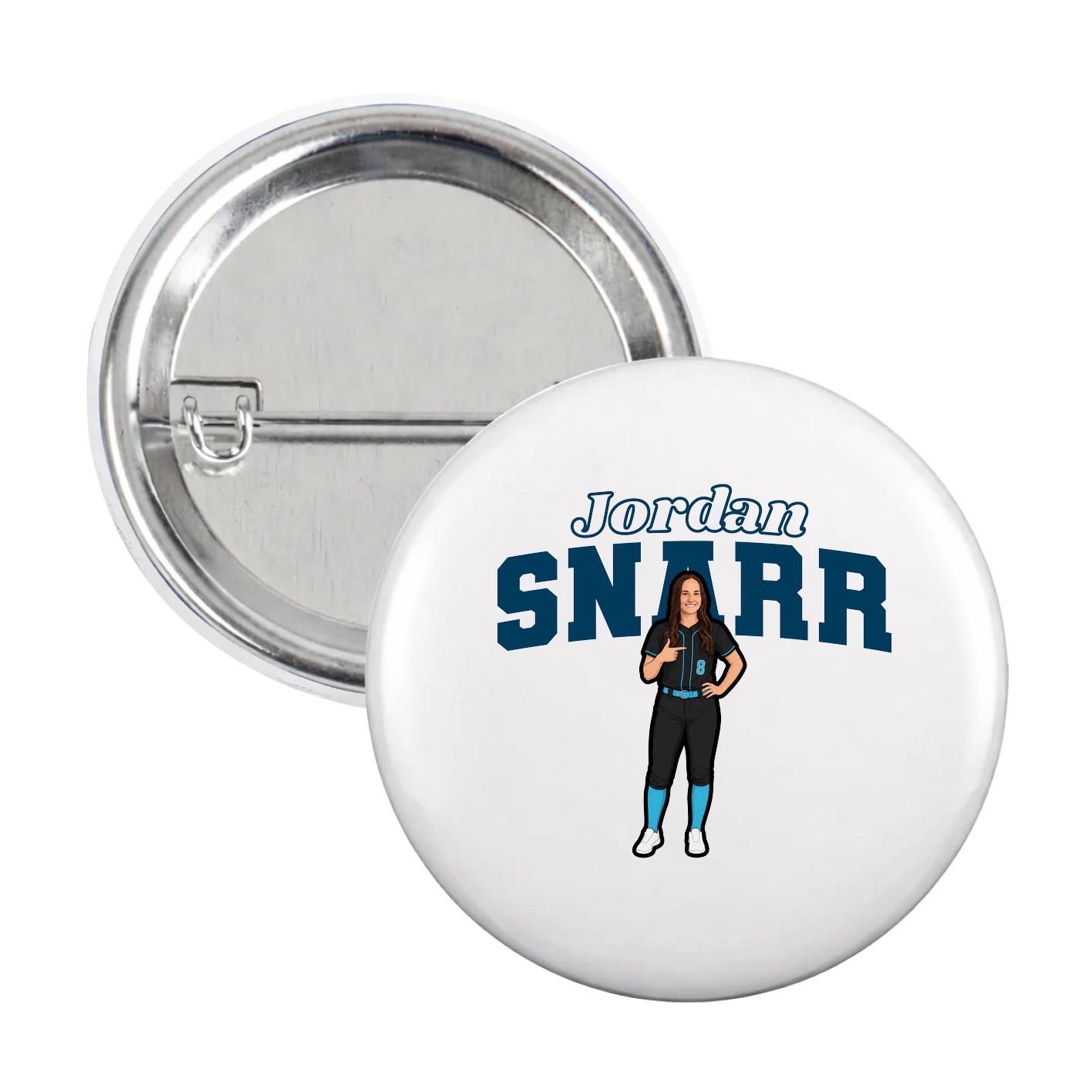 Game Day Button — Name Arch in White