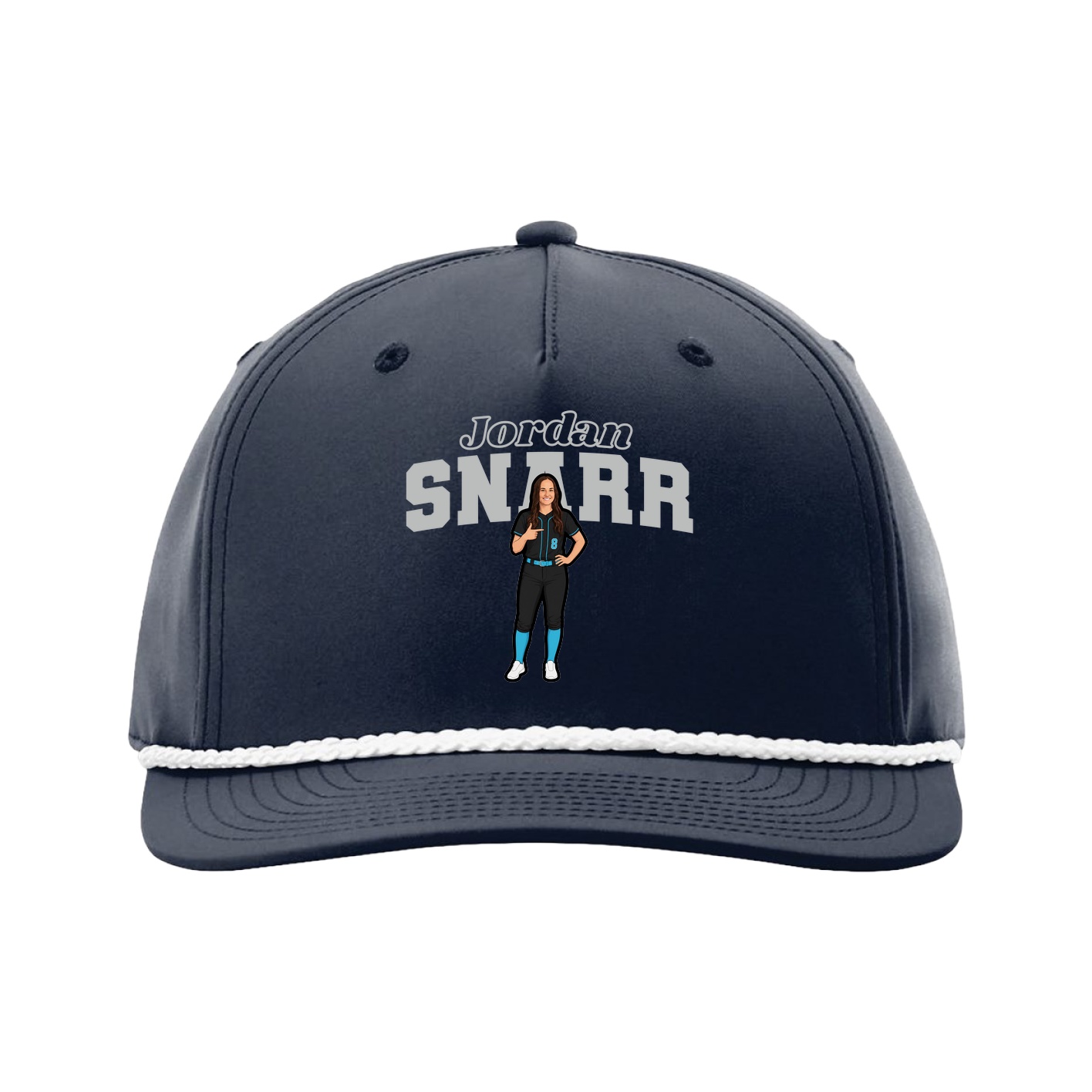 Five-Panel Classic Rope Cap — Name Arch in Navy