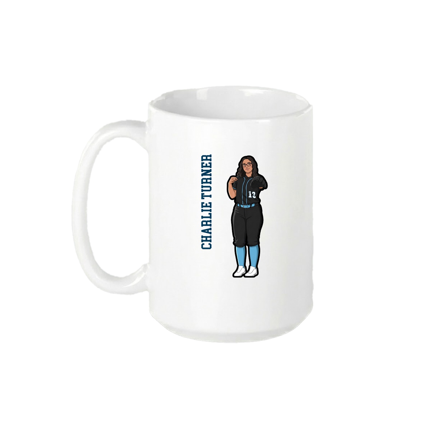 15oz Coffee Mug — Name Vertical in White