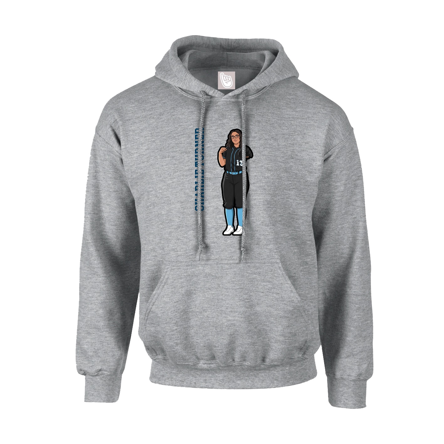 Hoodie — Name Vertical in Grey