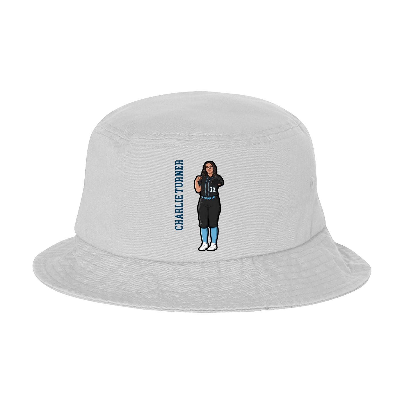 Bucket Cap — Name Vertical in White