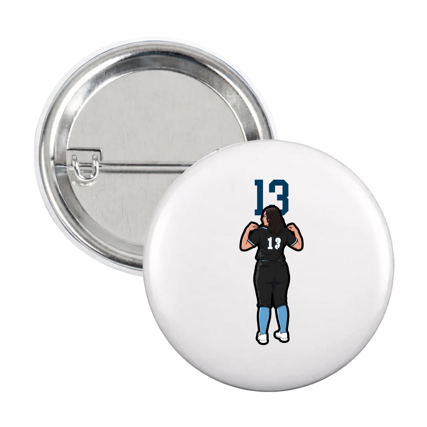 Game Day Button — Number Top in White