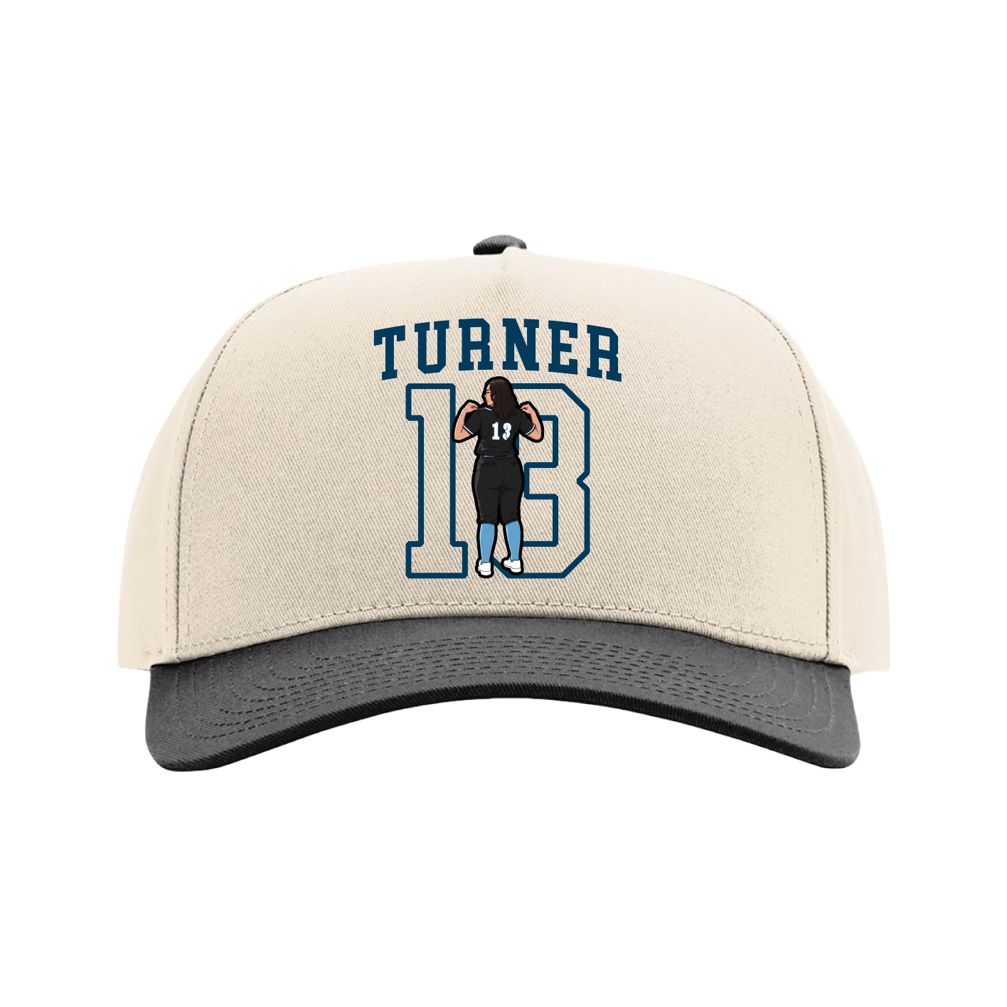 Full Fabric Five-Panel Champ Cap — Shirsey in Cream/Black