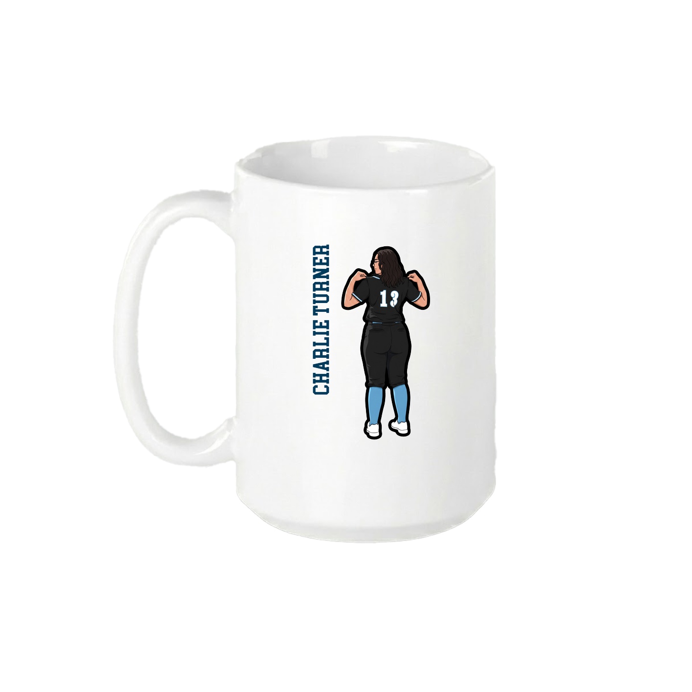 15oz Coffee Mug — Name Vertical in White