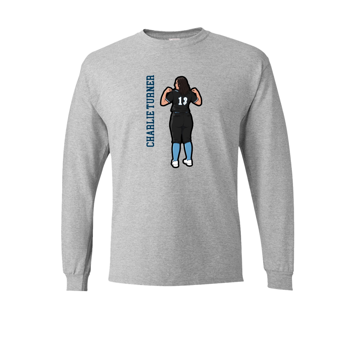 Long Sleeve Tee — Name Vertical in Grey