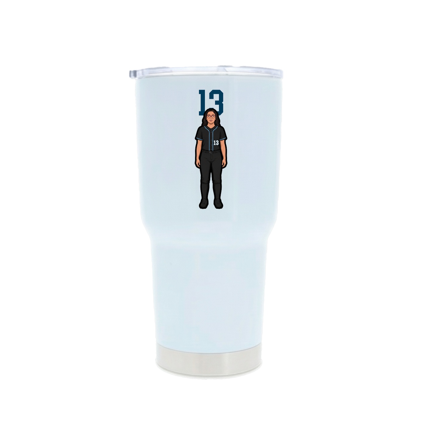 30oz Stainless Steel Tumbler — Number Top in White