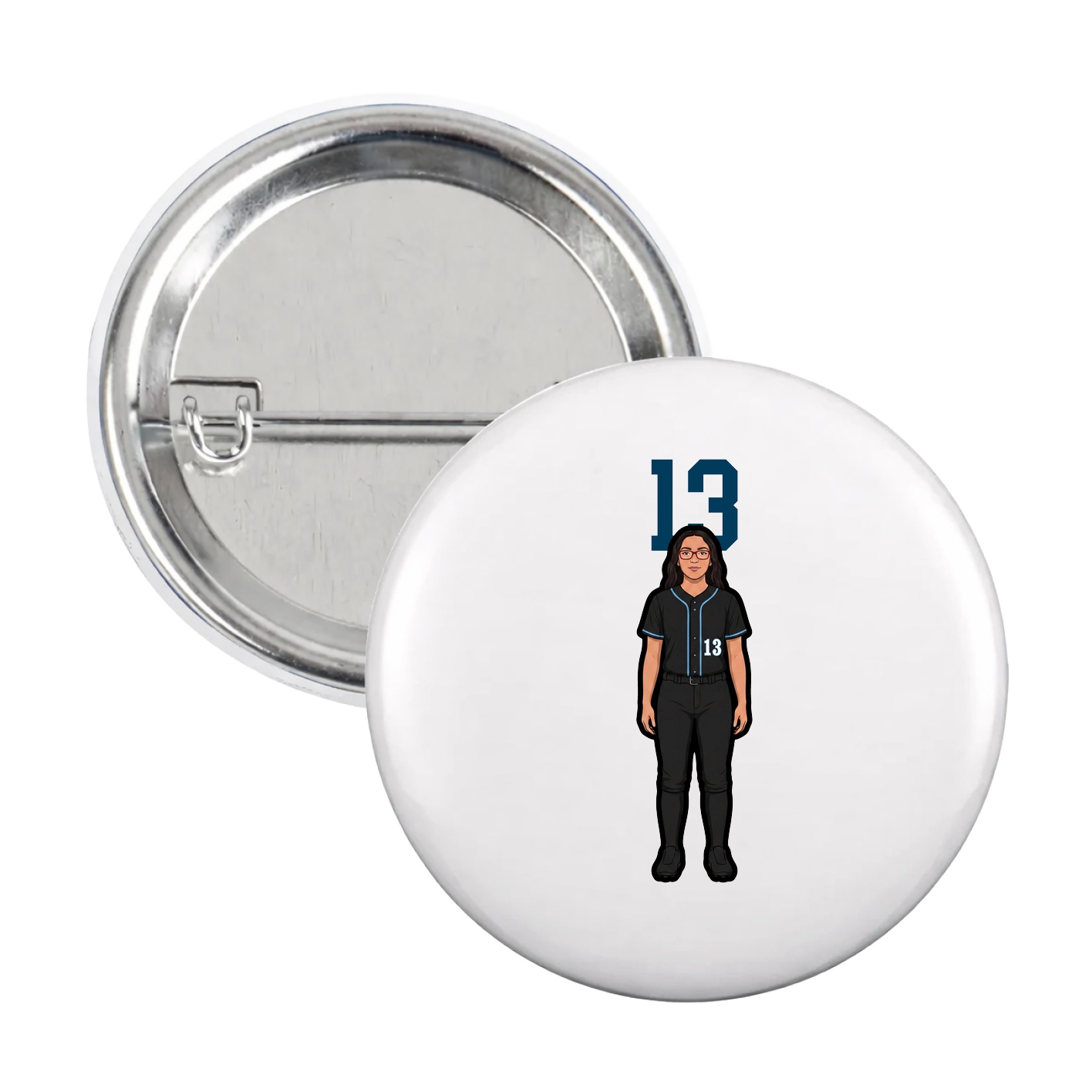 Game Day Button — Number Top in White