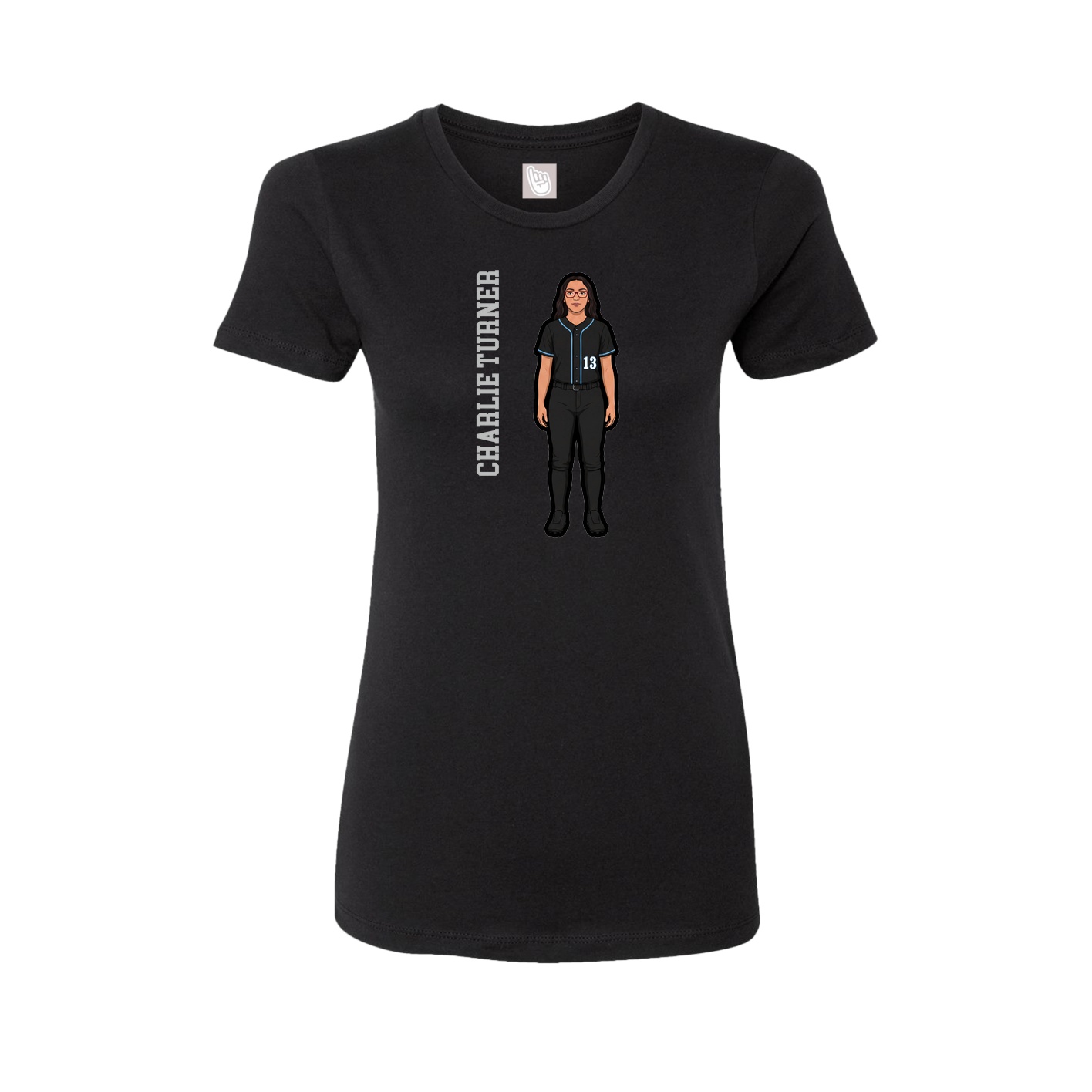 Womens Tee — Name Vertical in Black