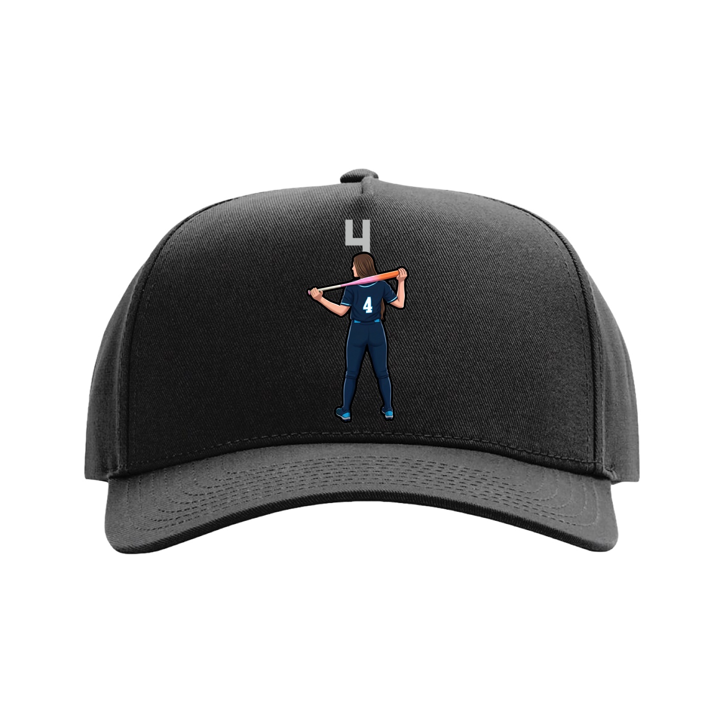 Full Fabric Five-Panel Champ Cap — Number Top in Black