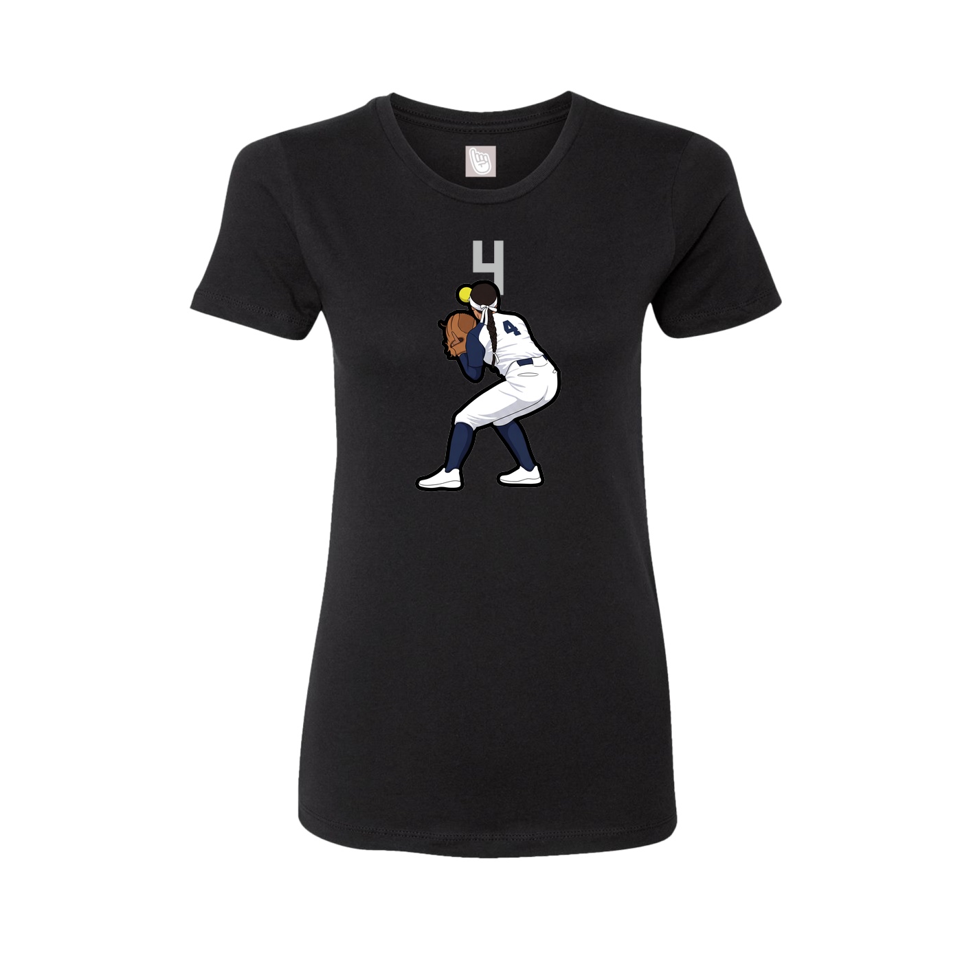 Fitted Women's Tee — Number Top in Black
