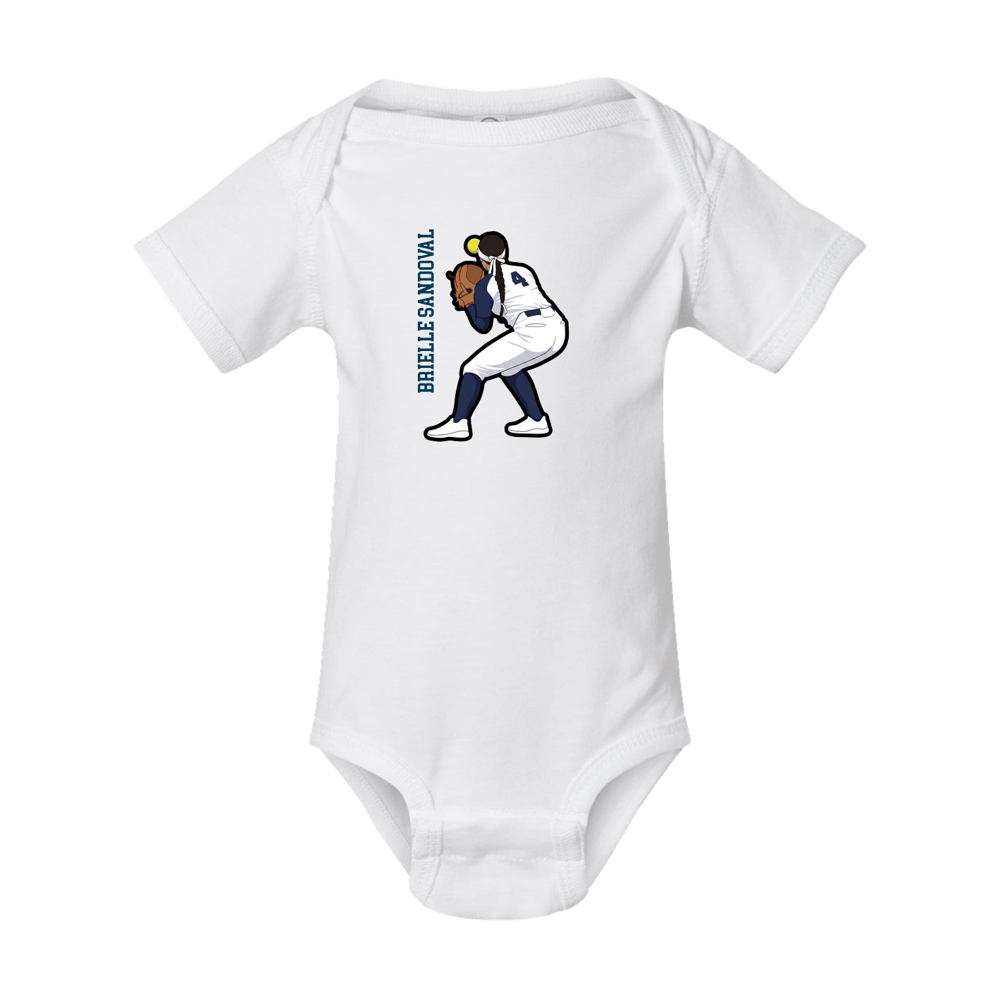 Baby Onesie — Name Vertical in White