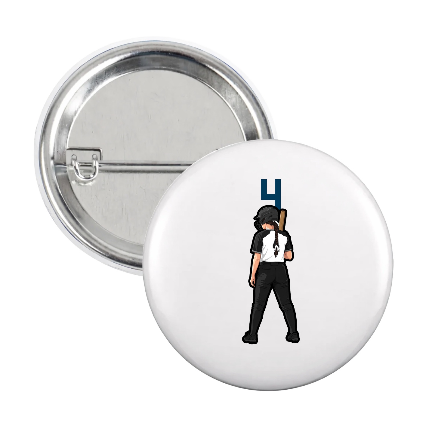 Game Day Button — Number Top in White