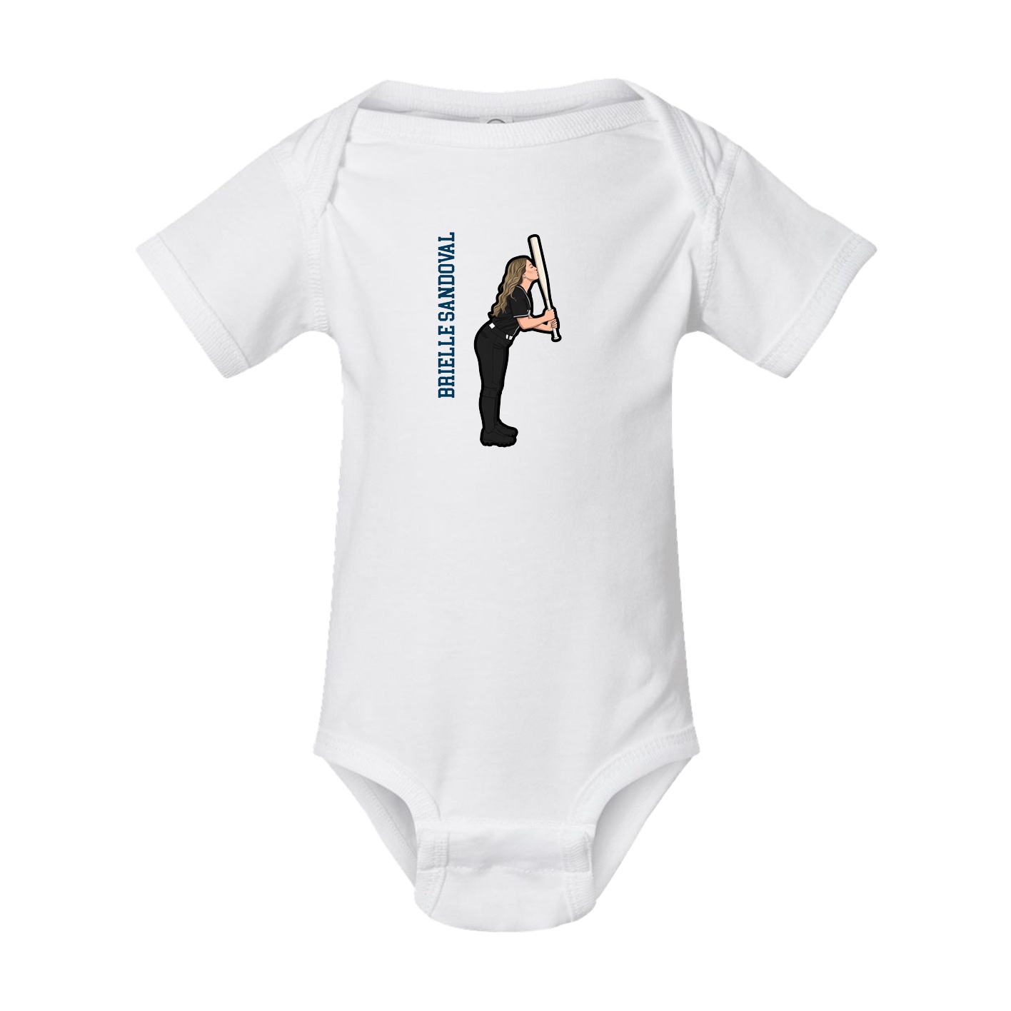 Baby Onesie — Name Vertical in White
