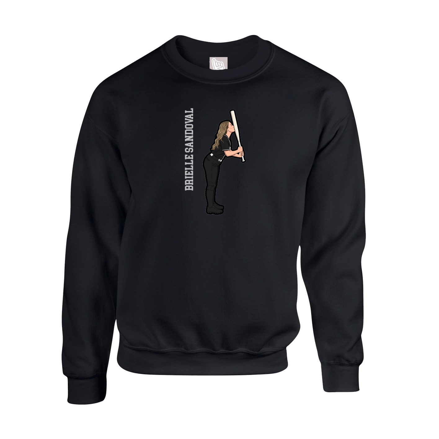 Fleece Crew — Name Vertical in Black