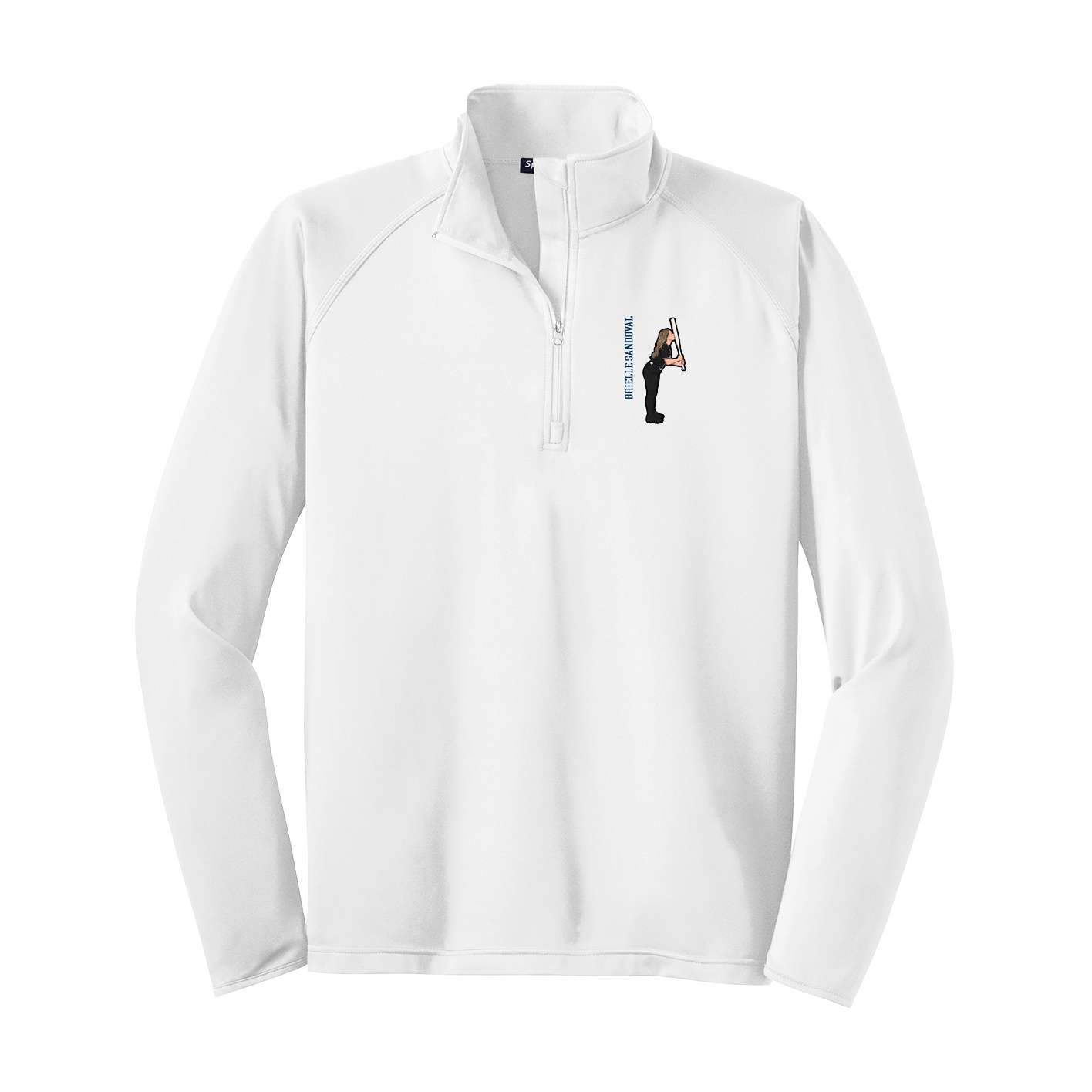 Q-Zip Pullover — Name Vertical in White