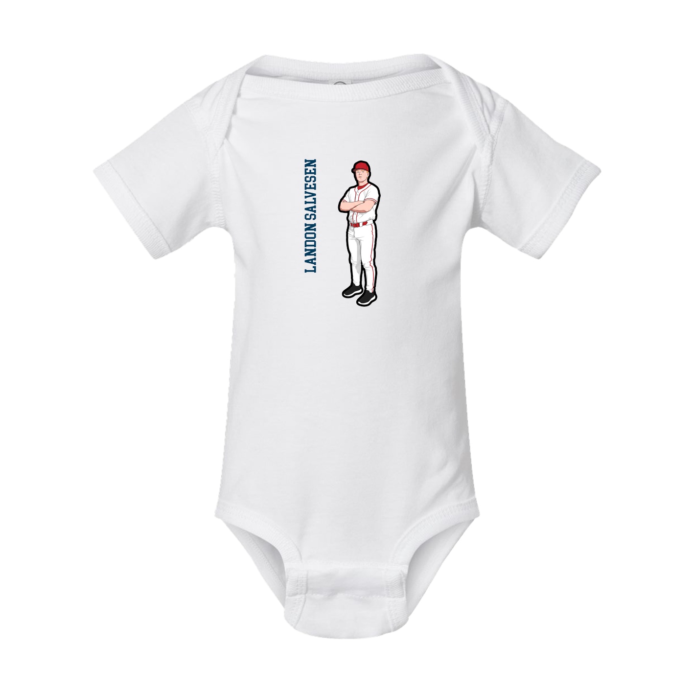 Baby Onesie — Name Vertical in White