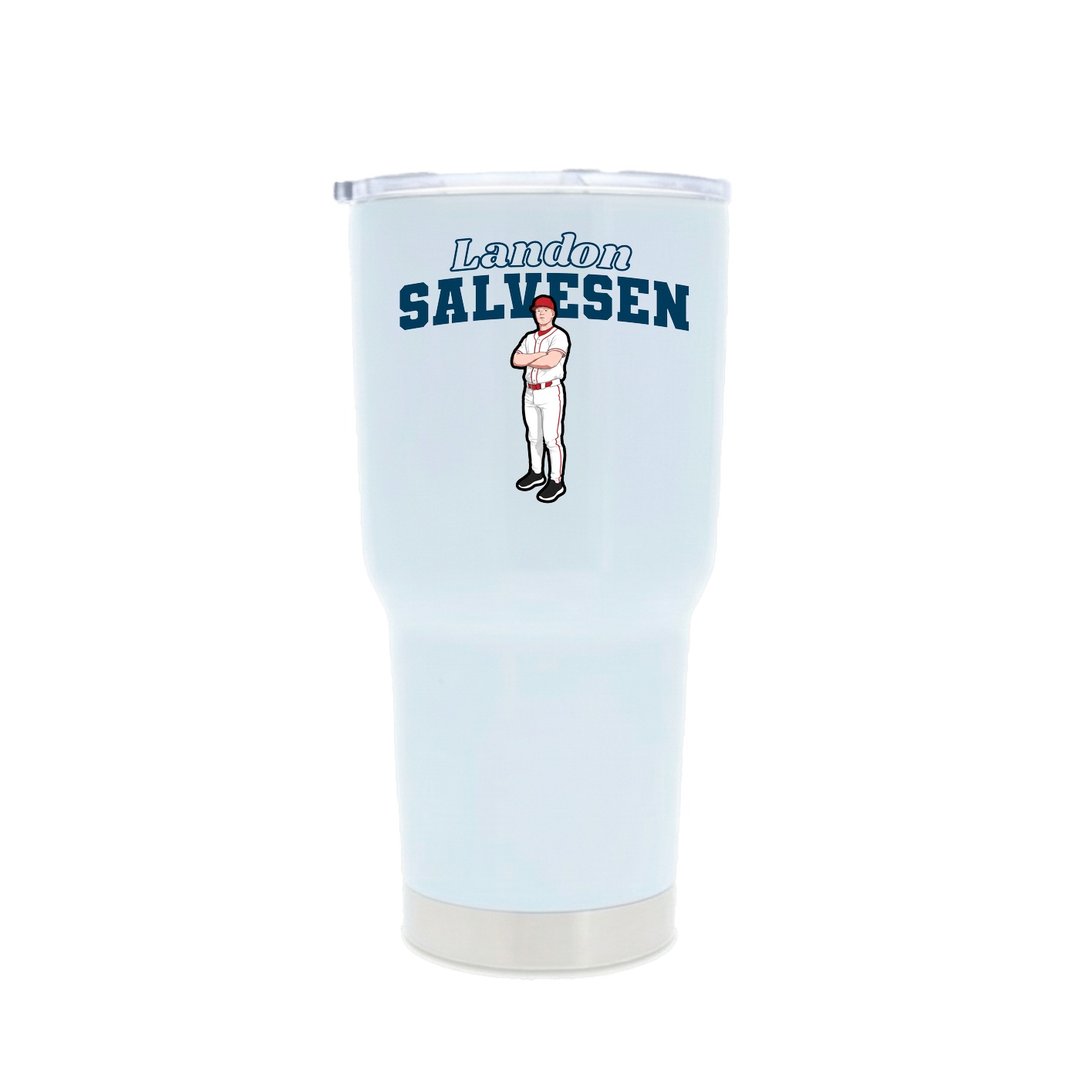 30oz Stainless Steel Tumbler — Name Arch in White