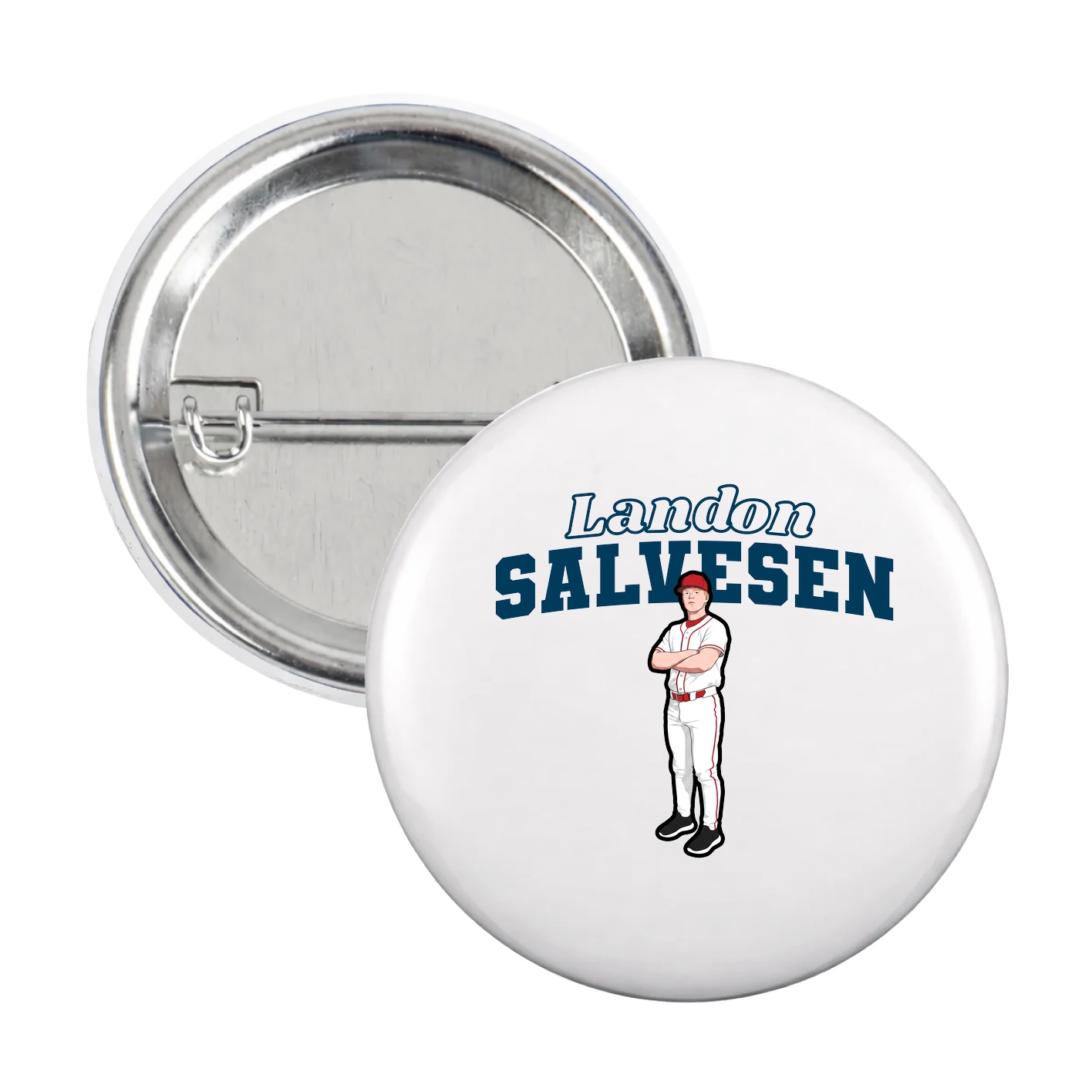 Game Day Button — Name Arch in White