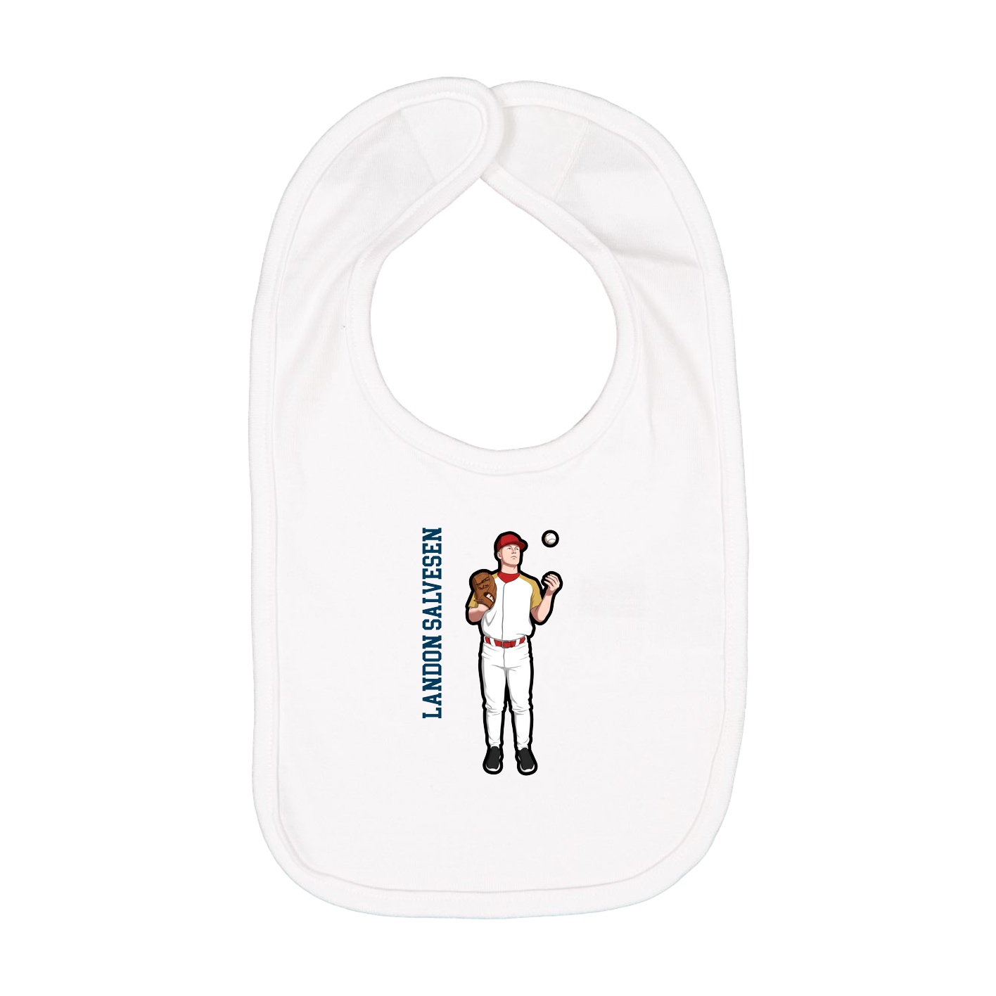 Infant Bib — Name Vertical in White