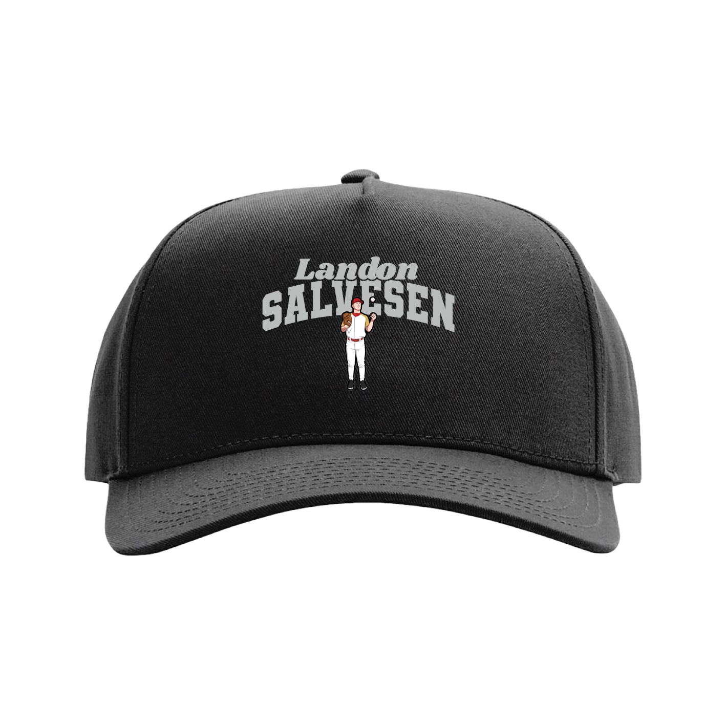 Full Fabric Five-Panel Champ Cap — Signature Arch in Black