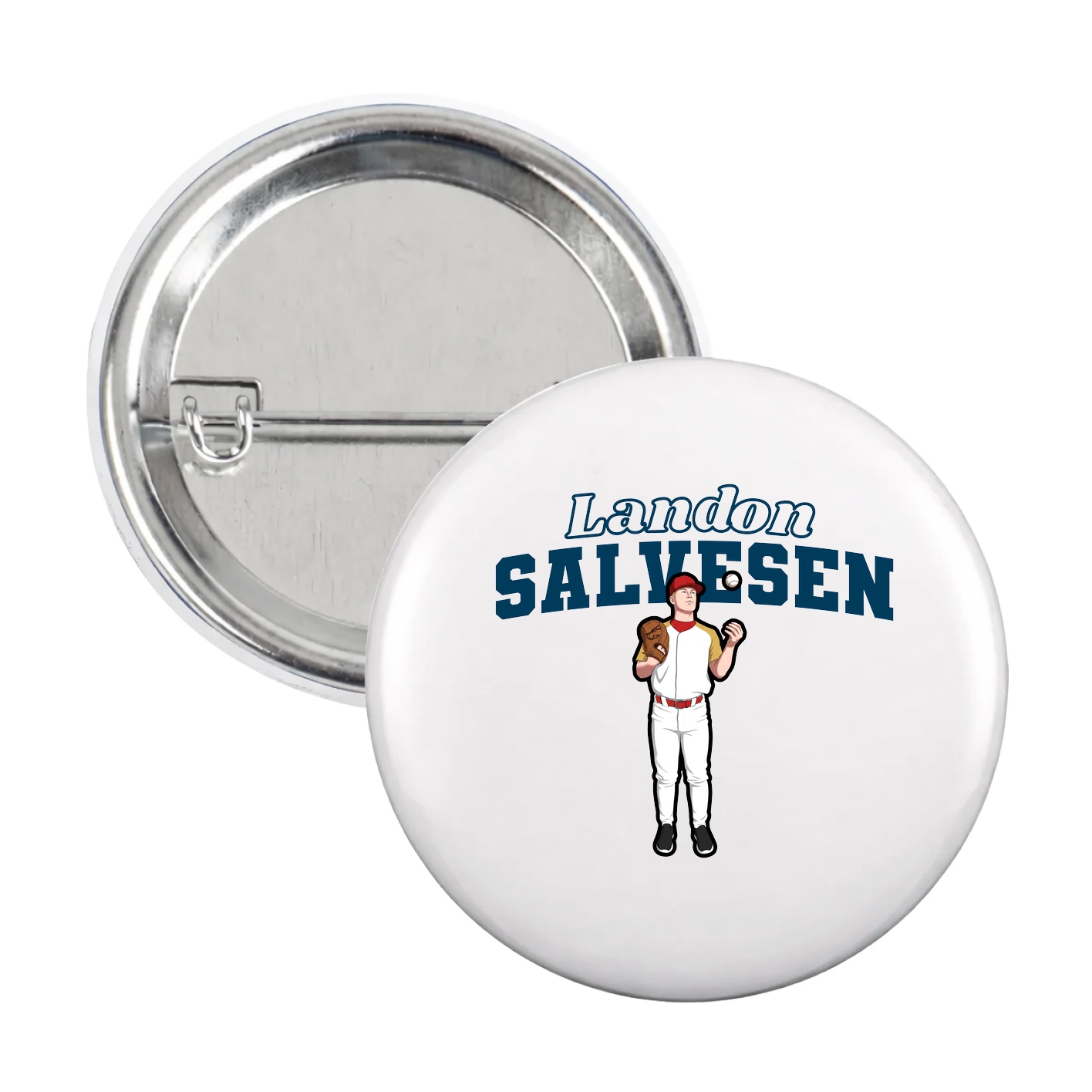 Game Day Button — Name Arch in White