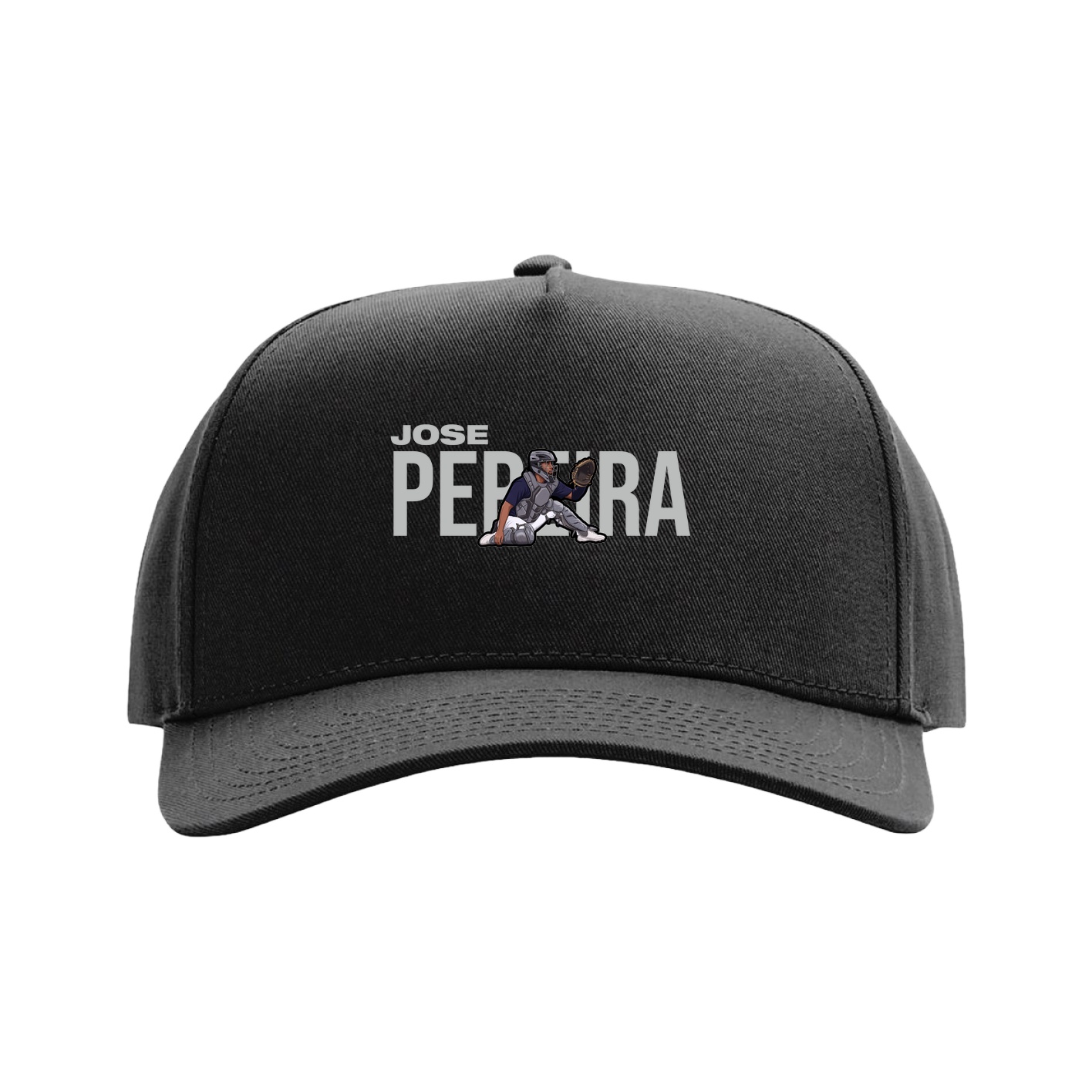 Full Fabric Five-Panel Champ Cap — Player Name in Black