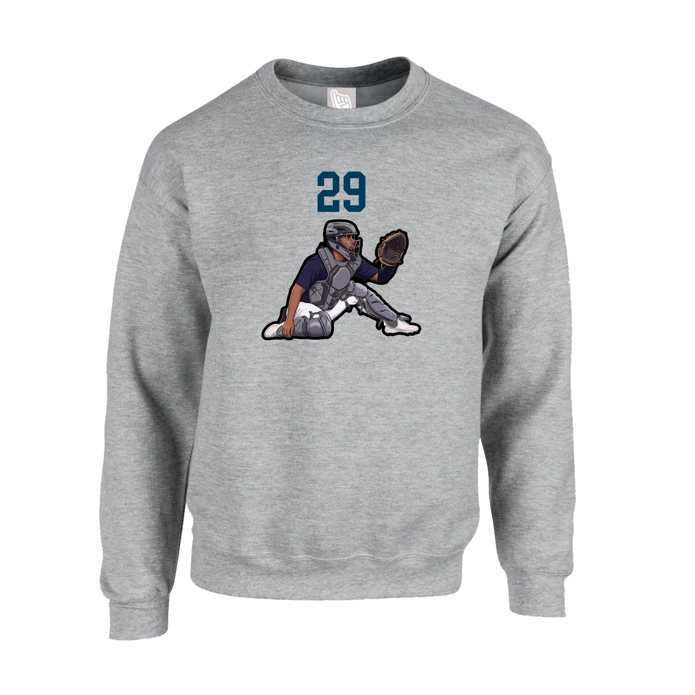 Fleece Crew — Number Top in Grey